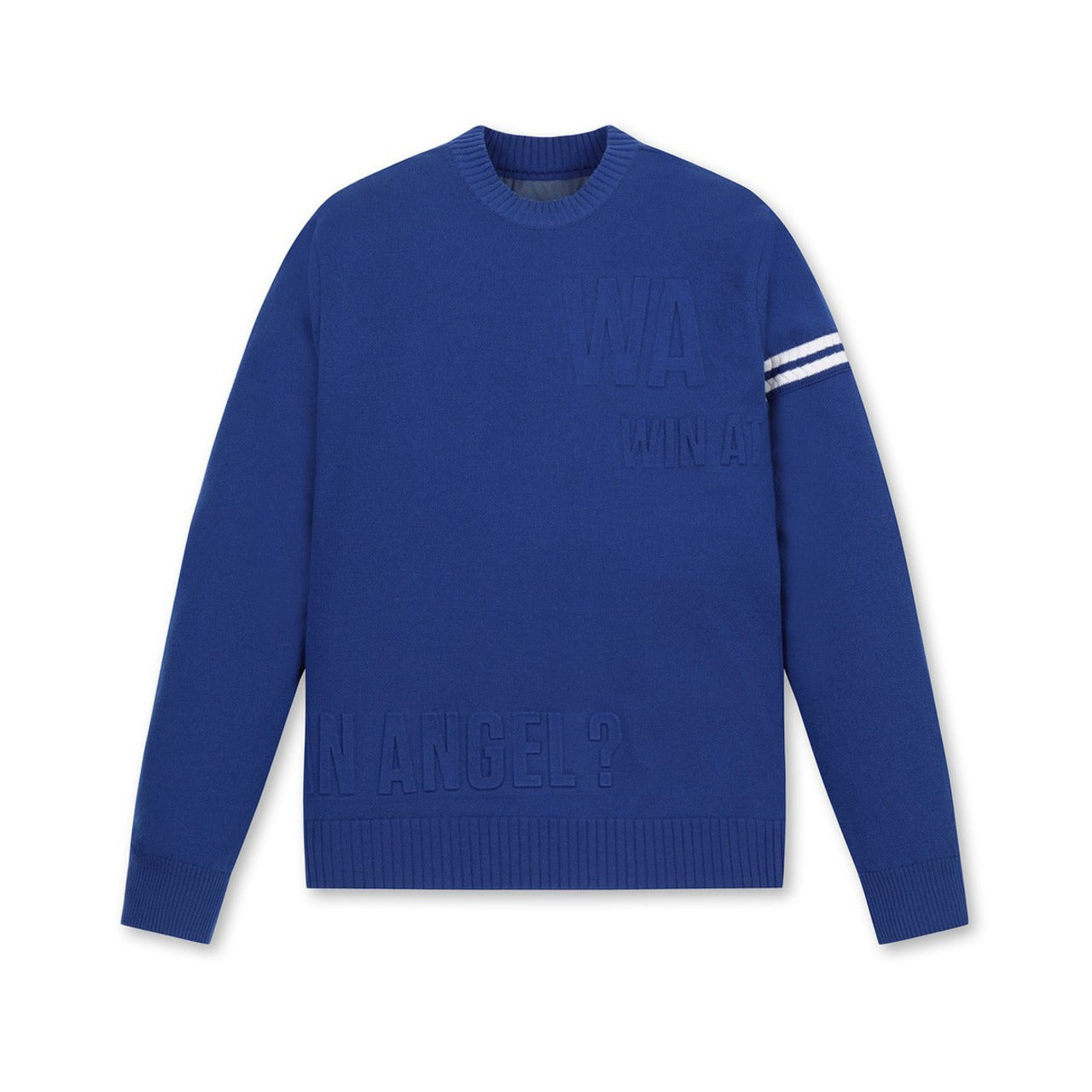 MEN エンボスロゴ ポイントラウンドセーター ネイビー