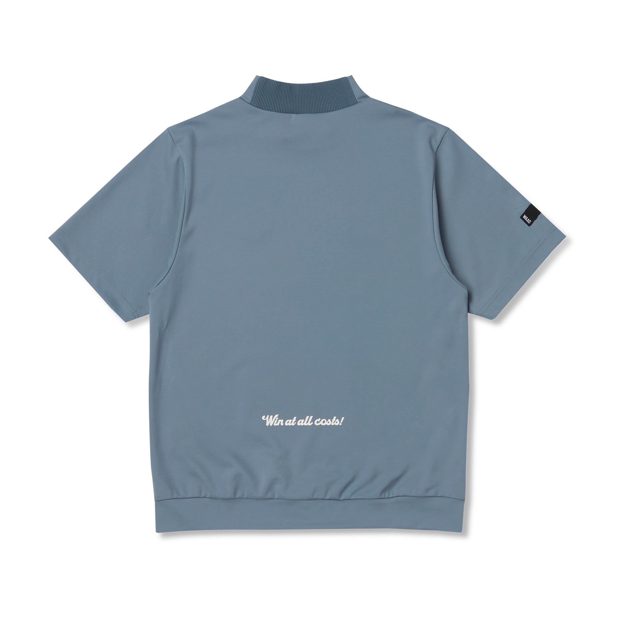 MEN ダブルロゴポンチモックネック サックスブルー