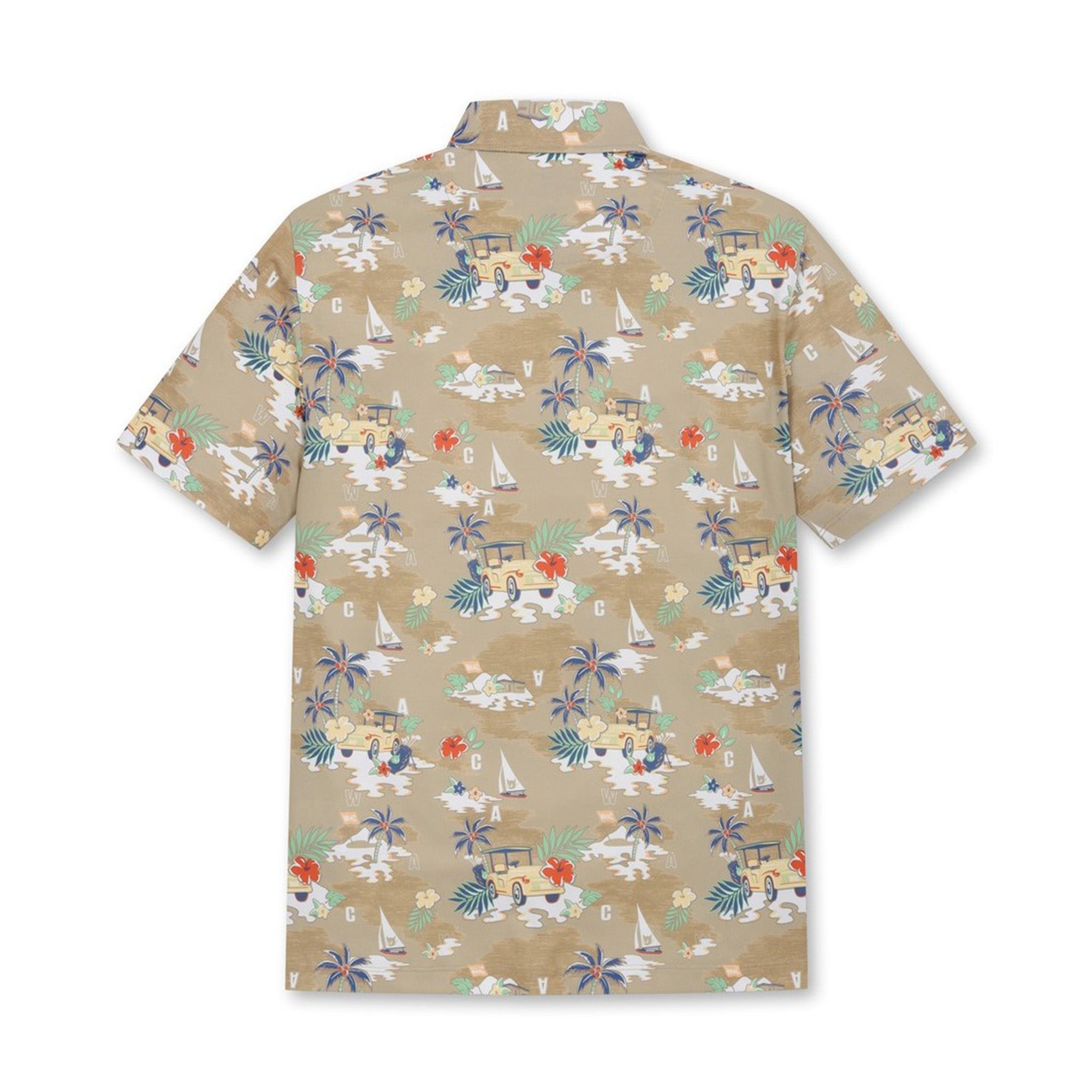 MEN リゾートパターンポロシャツ ベージュ