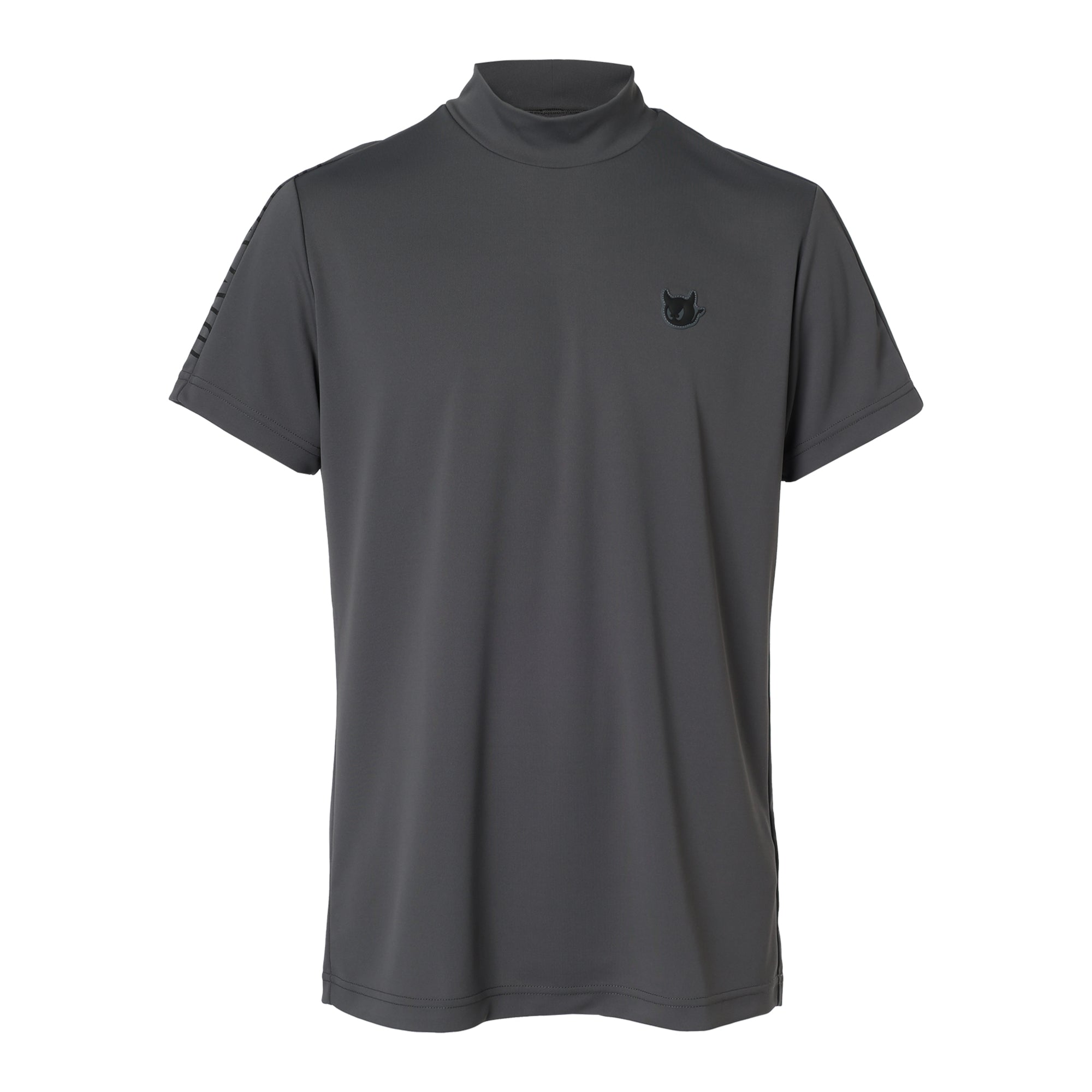 MENS バックハニカム 半袖モックネック チャコール/072244010