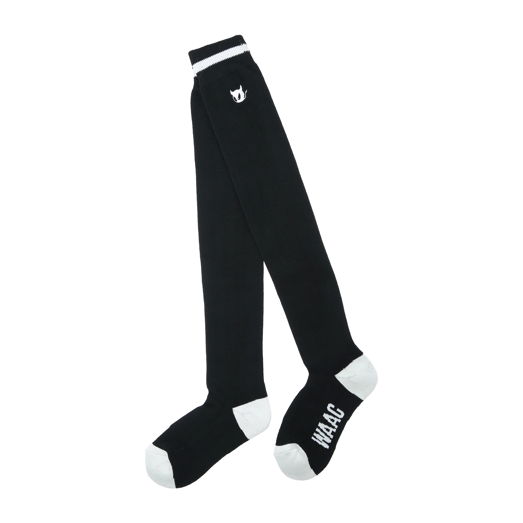 WOMEN パークリン綿混 ニーハイソックス ブラック