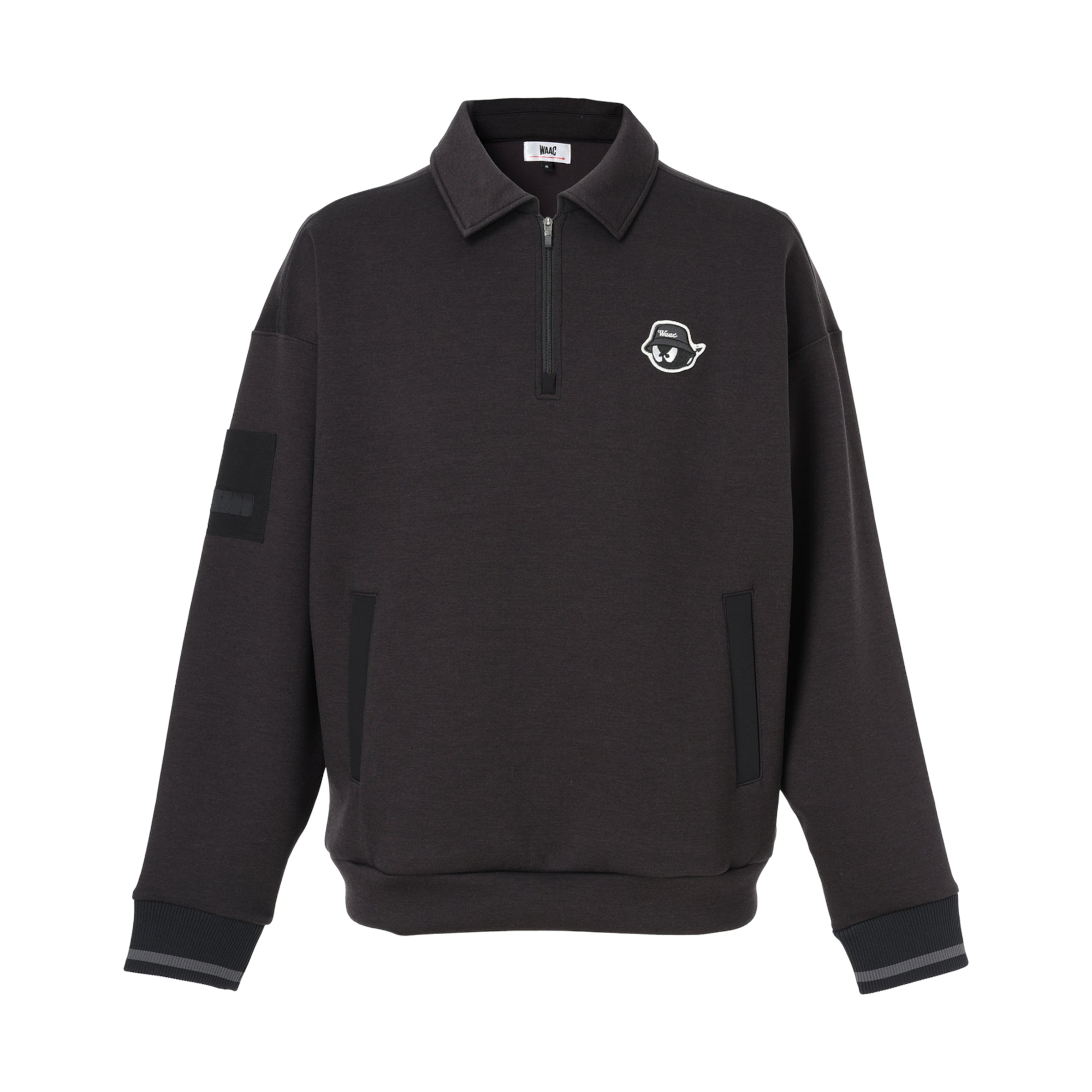 MENS ダンボールニットハーフジップ ブラック/072244021