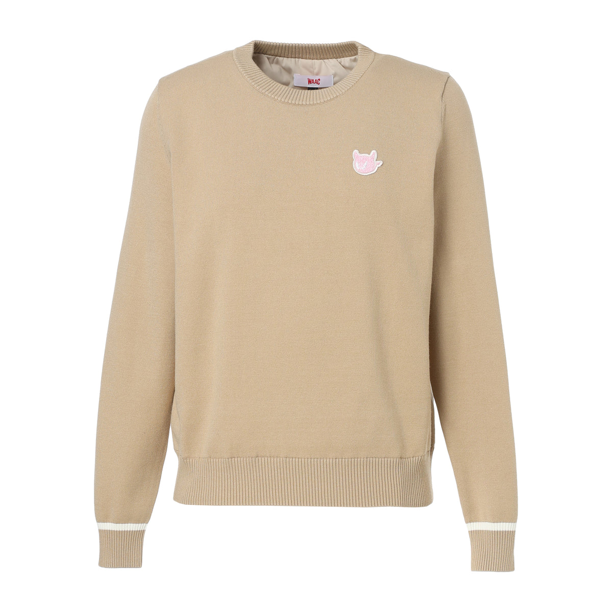 WOMEN SEASONAL裏付きニットプルオーバー ベージュ