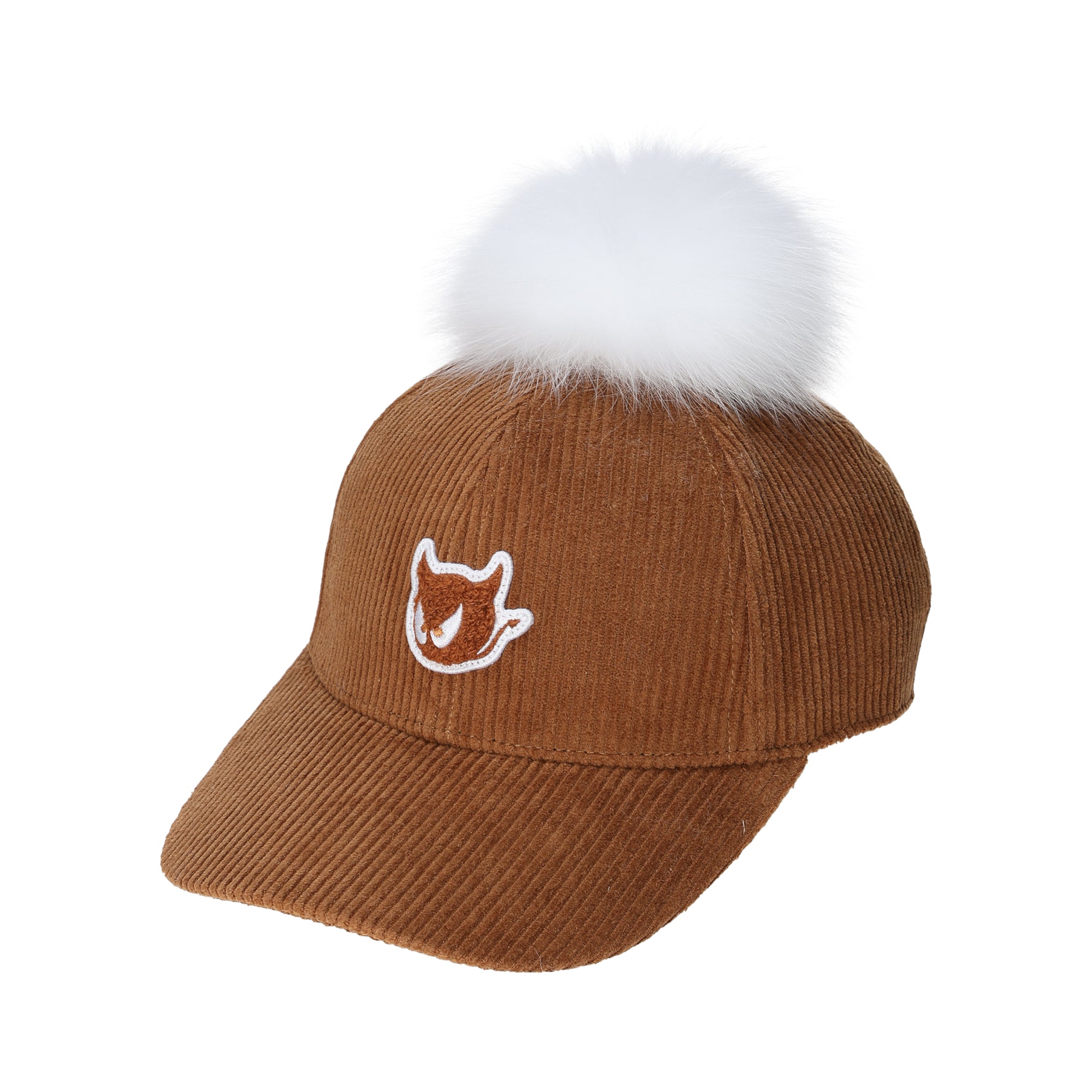 WOMEN コーデュロイポンポンキャップ キャメル