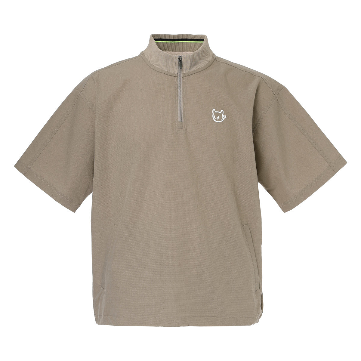 MEN COOLDOTSミニリップストップ ハーフジップ キャメル