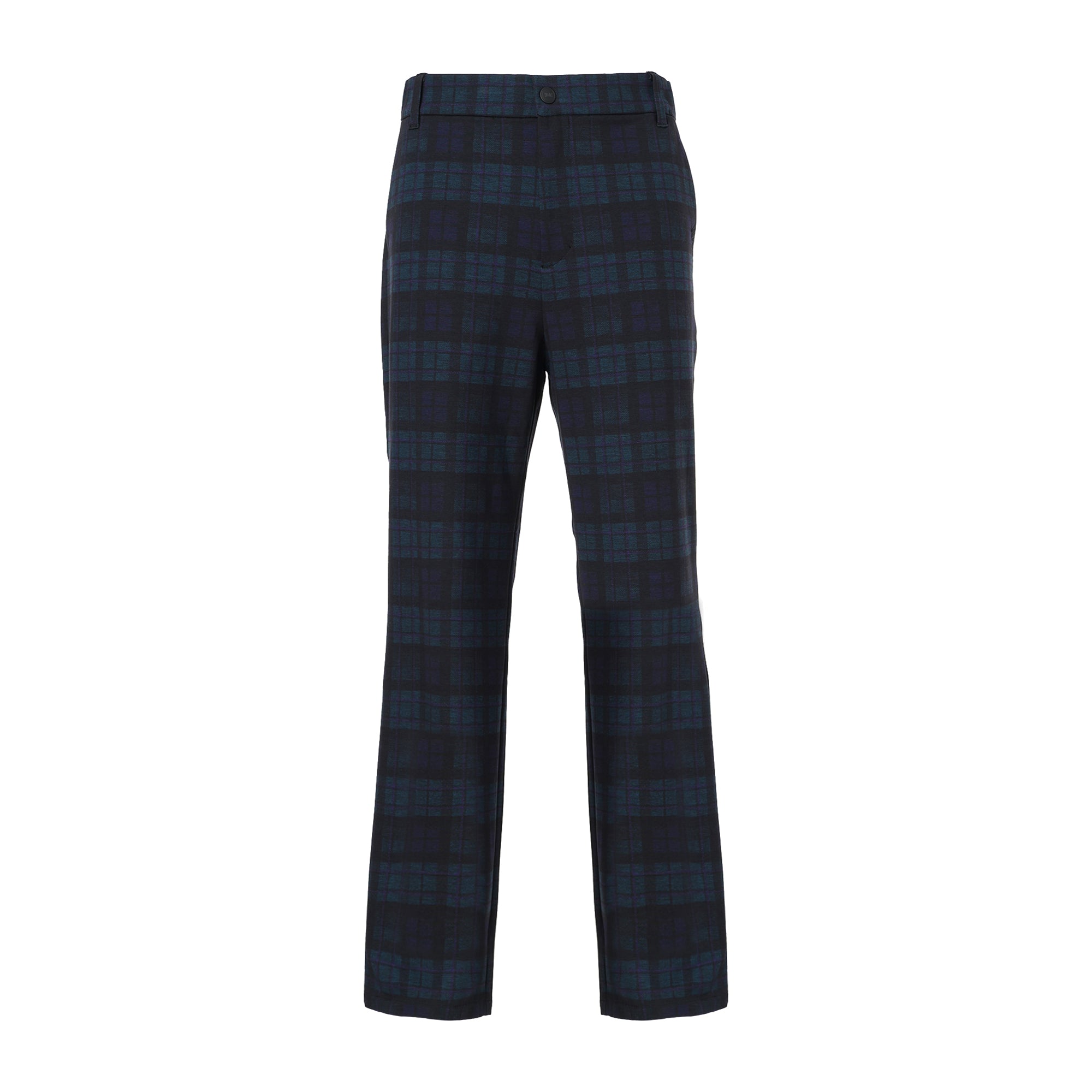 MENS シーズンチェック柄 ロングパンツ ティールブルー/072244421