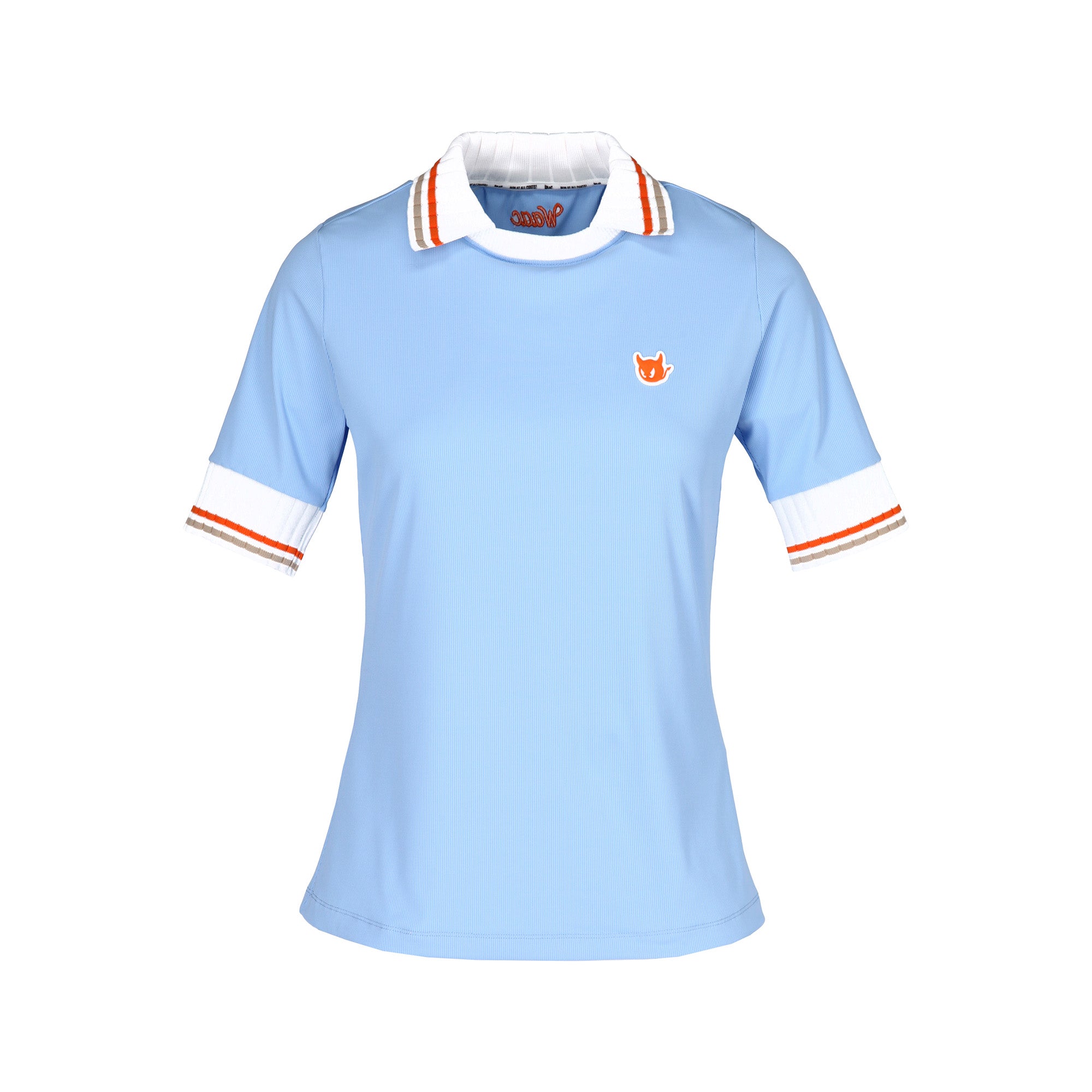 WOMEN カラーブロック リブポロシャツ ライトブルー