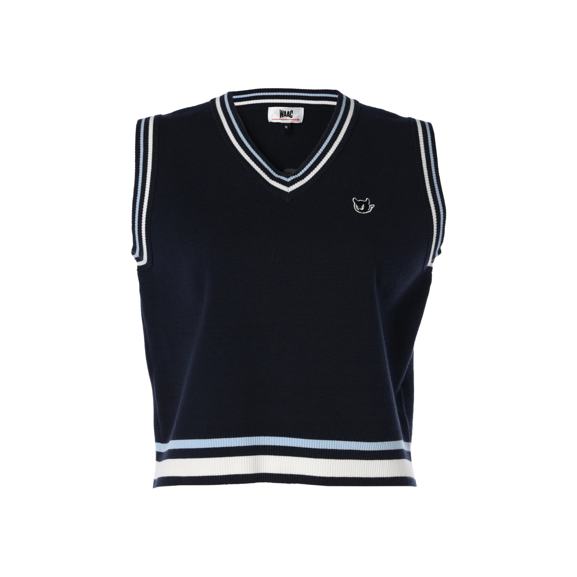 WOMENS カラーラインニットベスト ネイビー/072242780