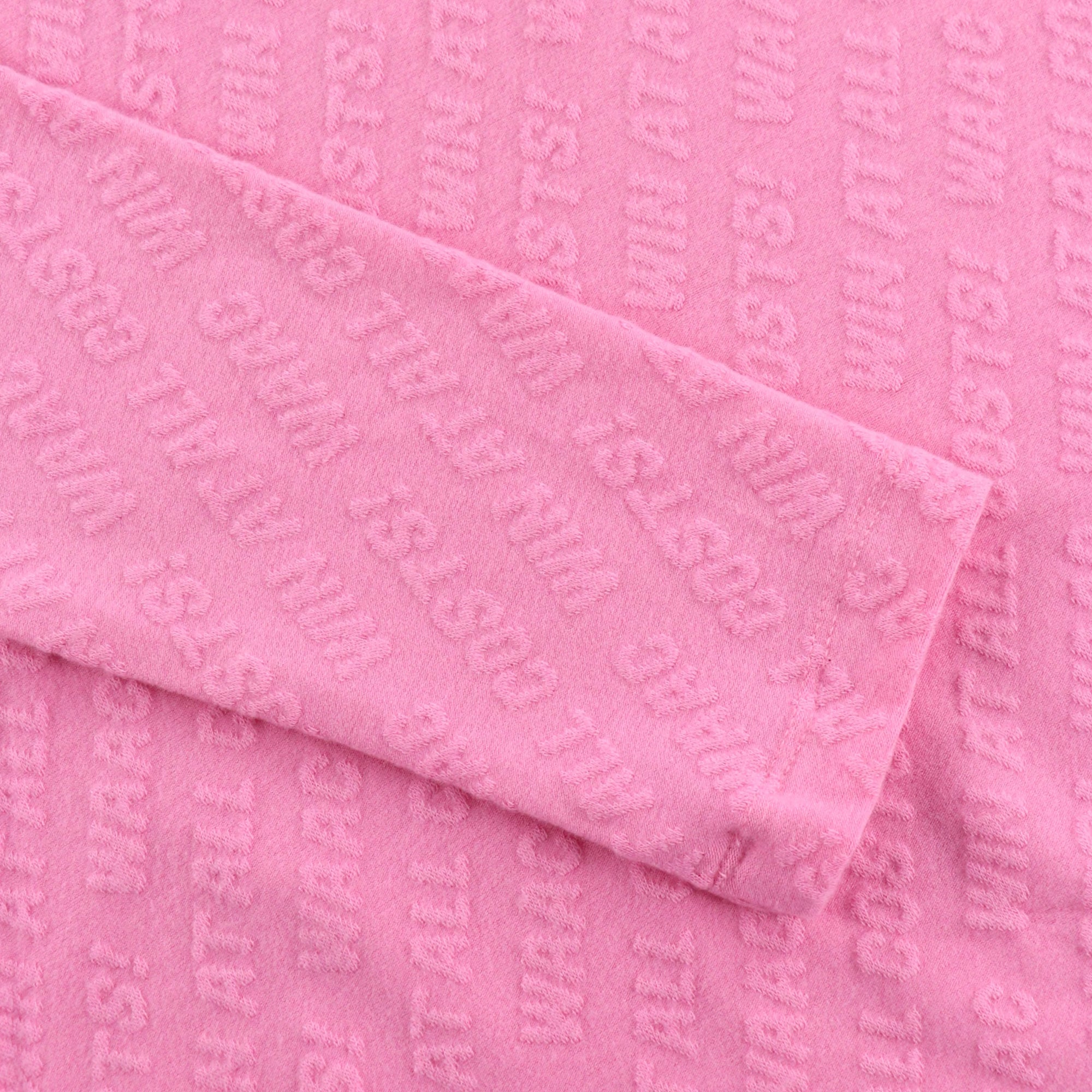 WOMEN ロゴエンボス起毛JQD 長袖モックネック パウダーピンク