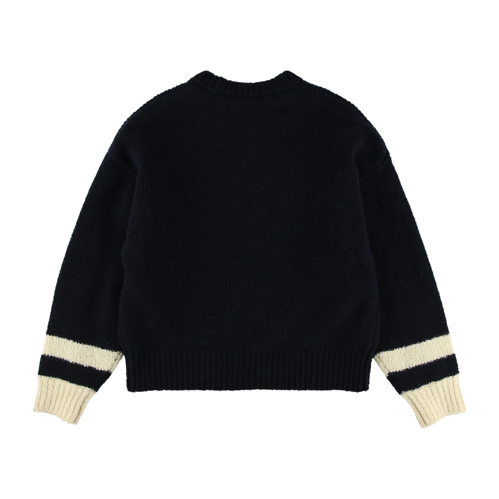 WOMEN ローゲージニット長袖プルオーバー ネイビー