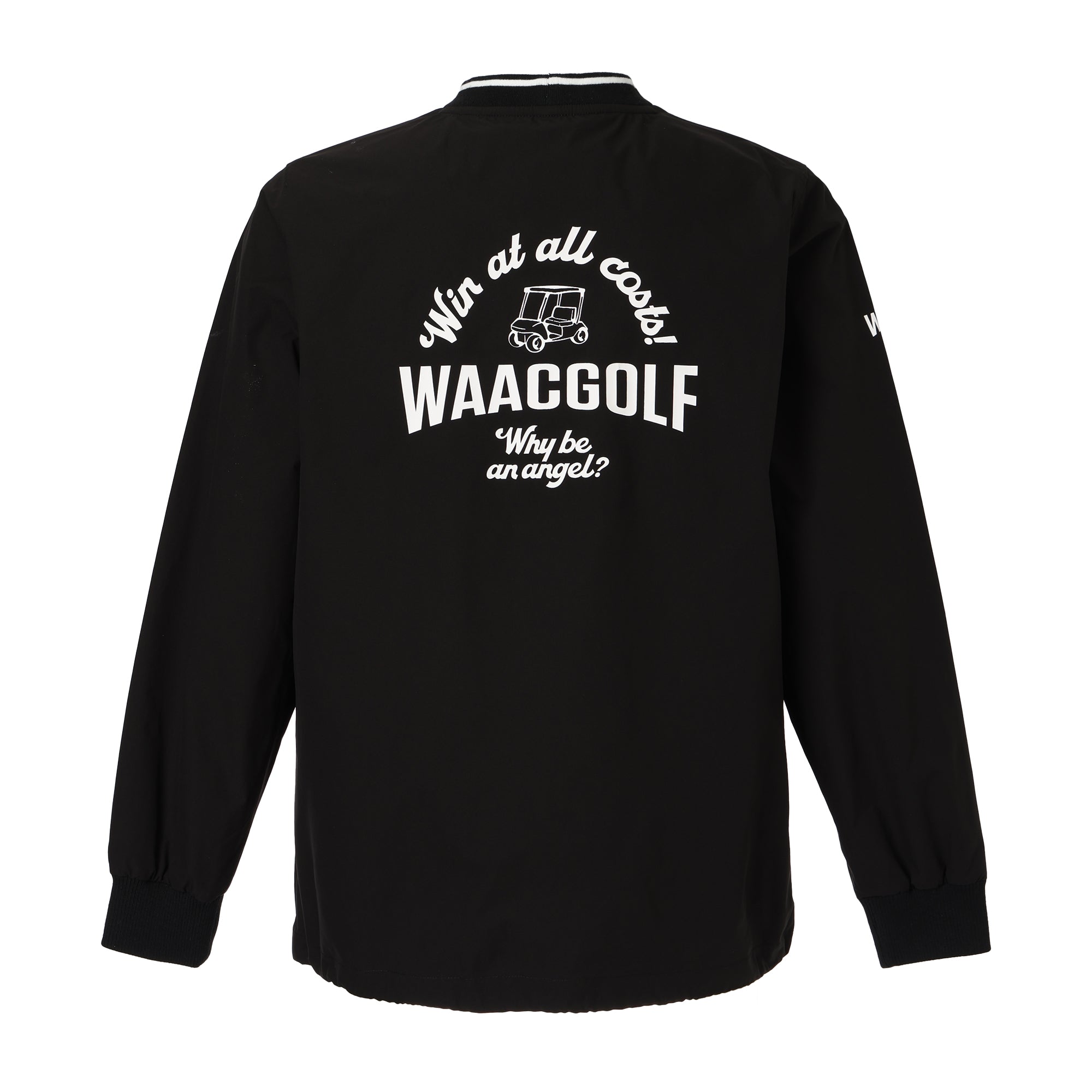 MEN ストレッチタフタバックロゴプルオーバー ブラック