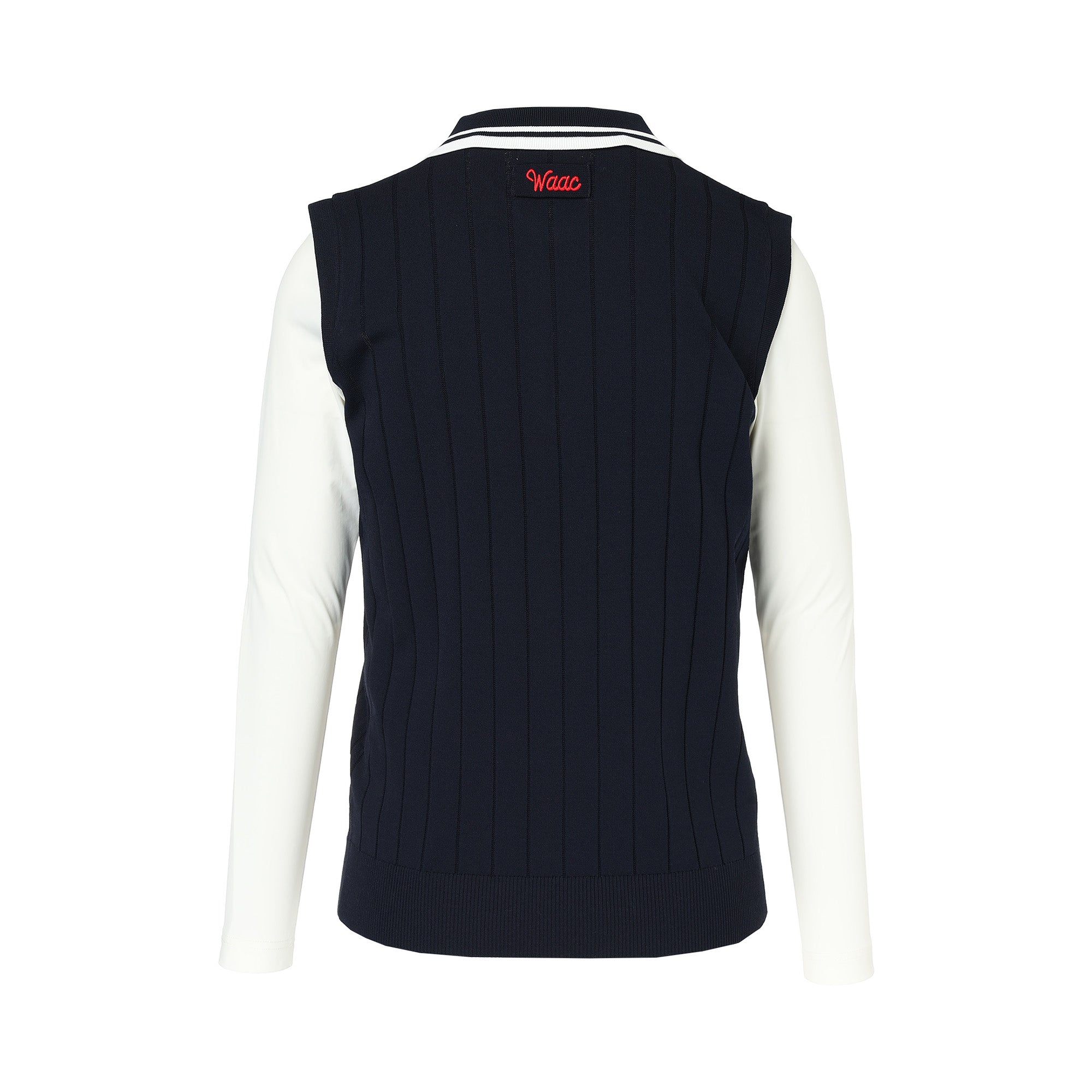 WOMEN ハイブリッド ハーフジップニットポロ ネイビー