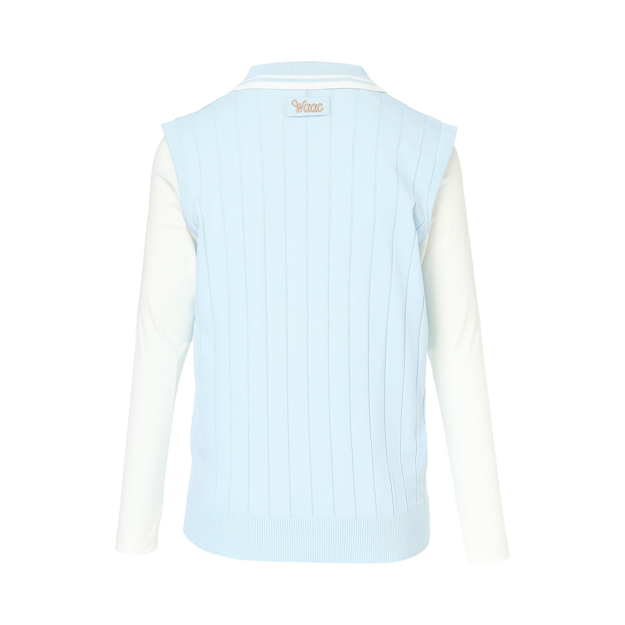 WOMEN ハイブリッド ハーフジップニットポロ ライトブルー