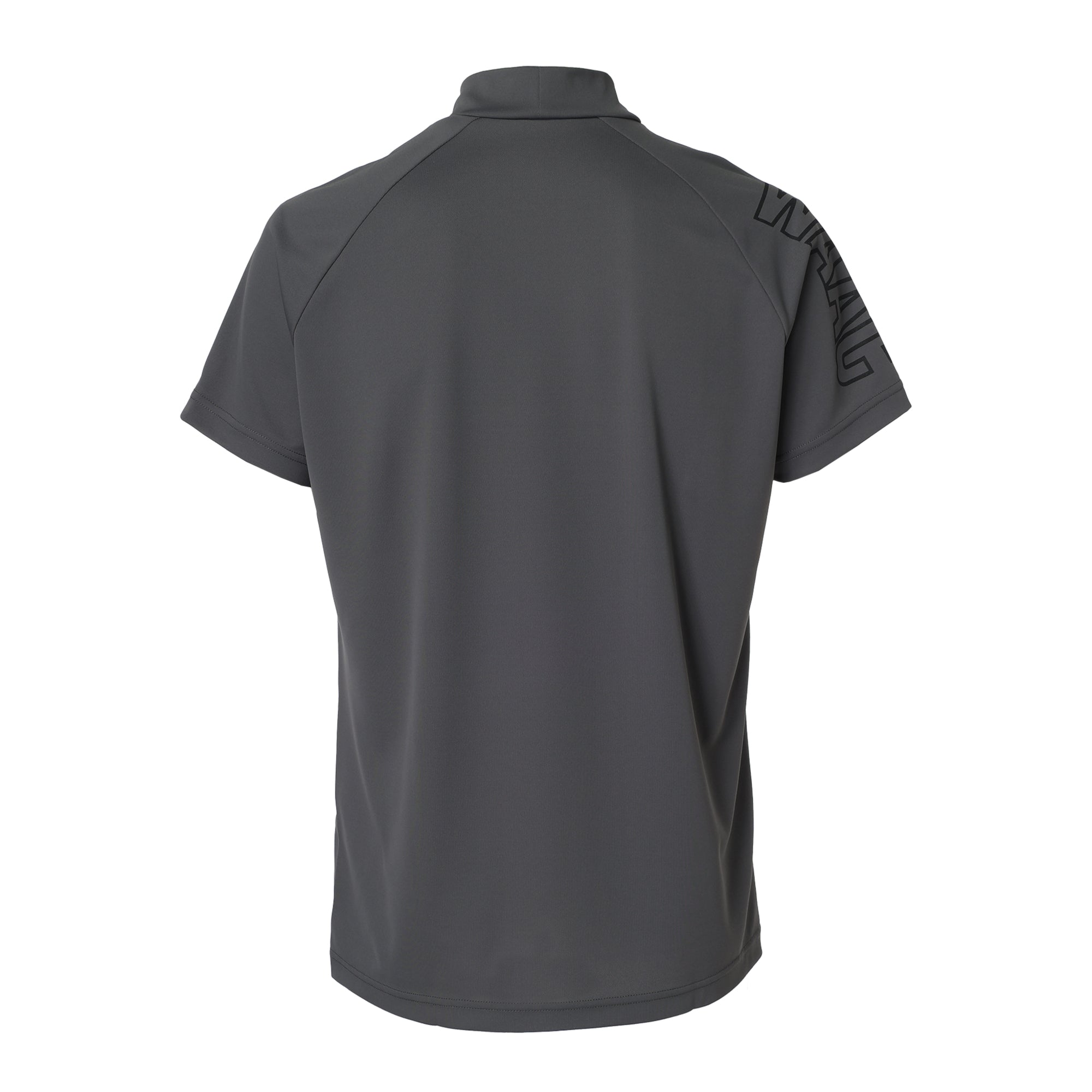 MENS バックハニカム 半袖モックネック チャコール/072244010