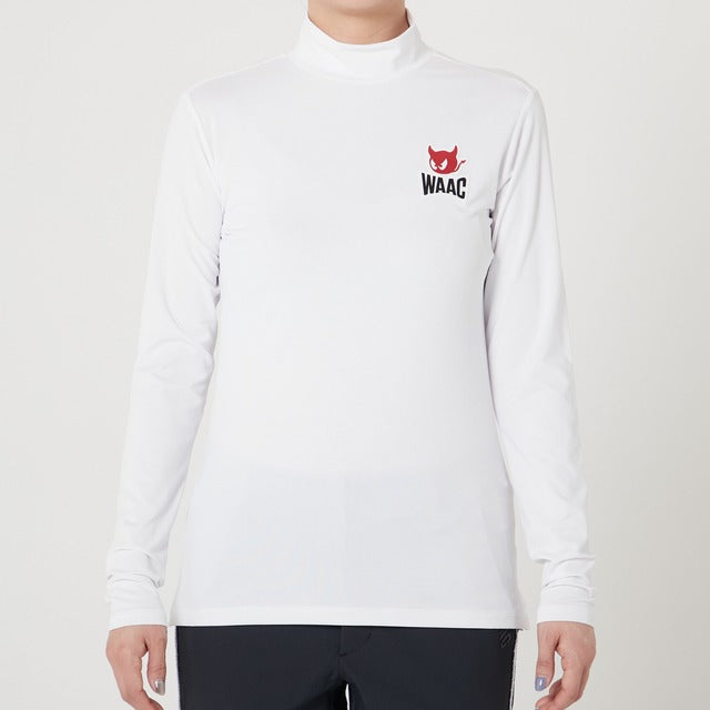 【おすすめ素材】WOMENS BASICベア天竺 長袖モックネックTシャツ ホワイト/072222053