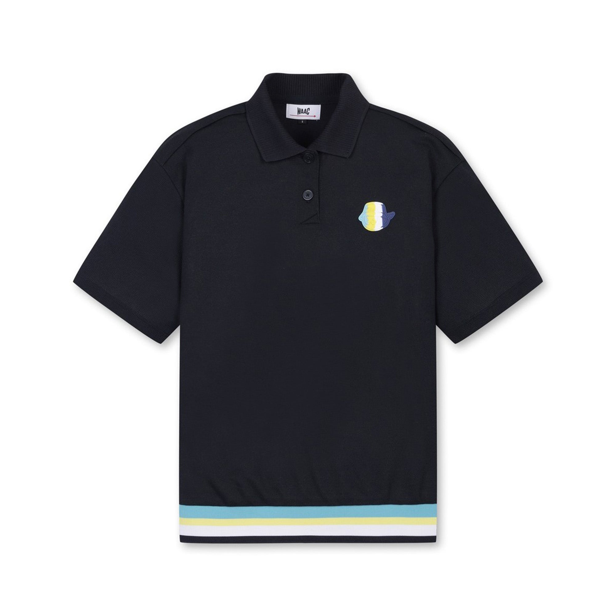WOMEN カラーブロックルーズフィットポロシャツ ネイビー