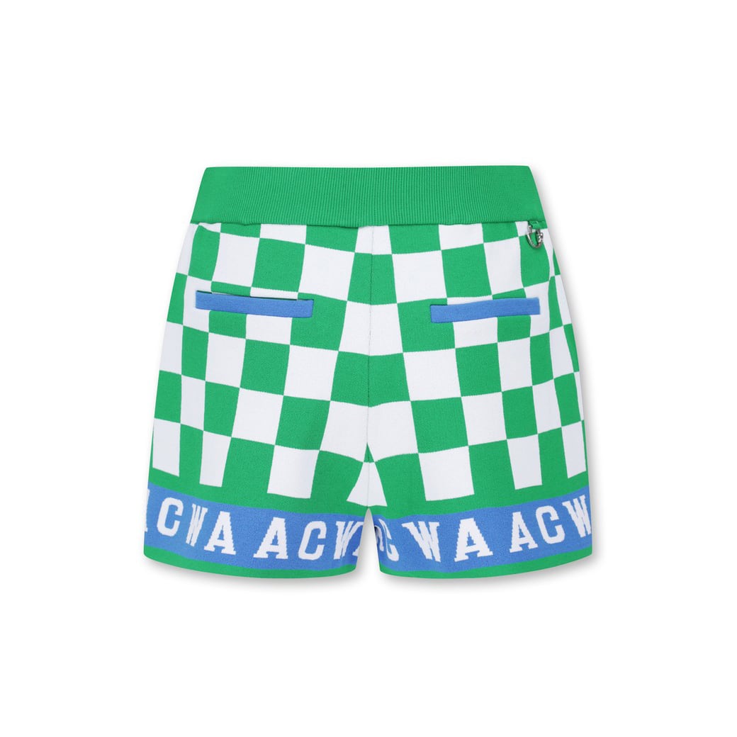 WOMENS チェッカーバリアントエリー ニットショーツ グリーン/072332458
