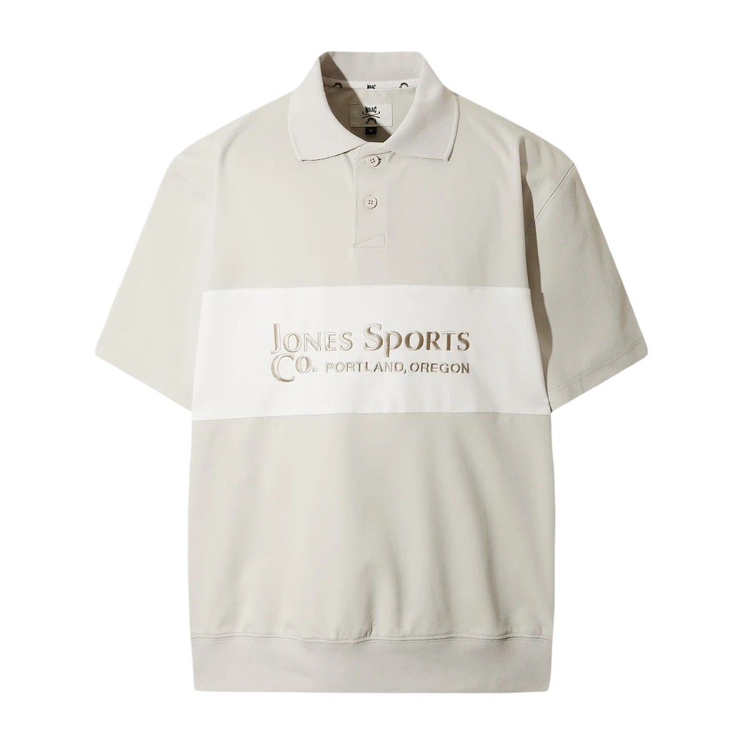 MEN カラーブロック ポロスウェットシャツ サンドベージュ