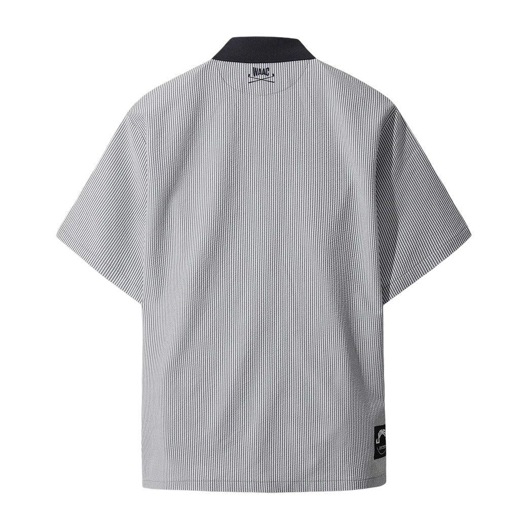 MEN ルーズフィット シアサッカーシャツ ネイビー