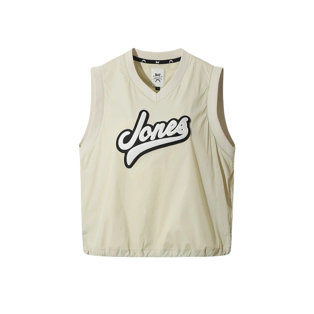 WOMEN Vネックウーブンベスト サンドベージュ