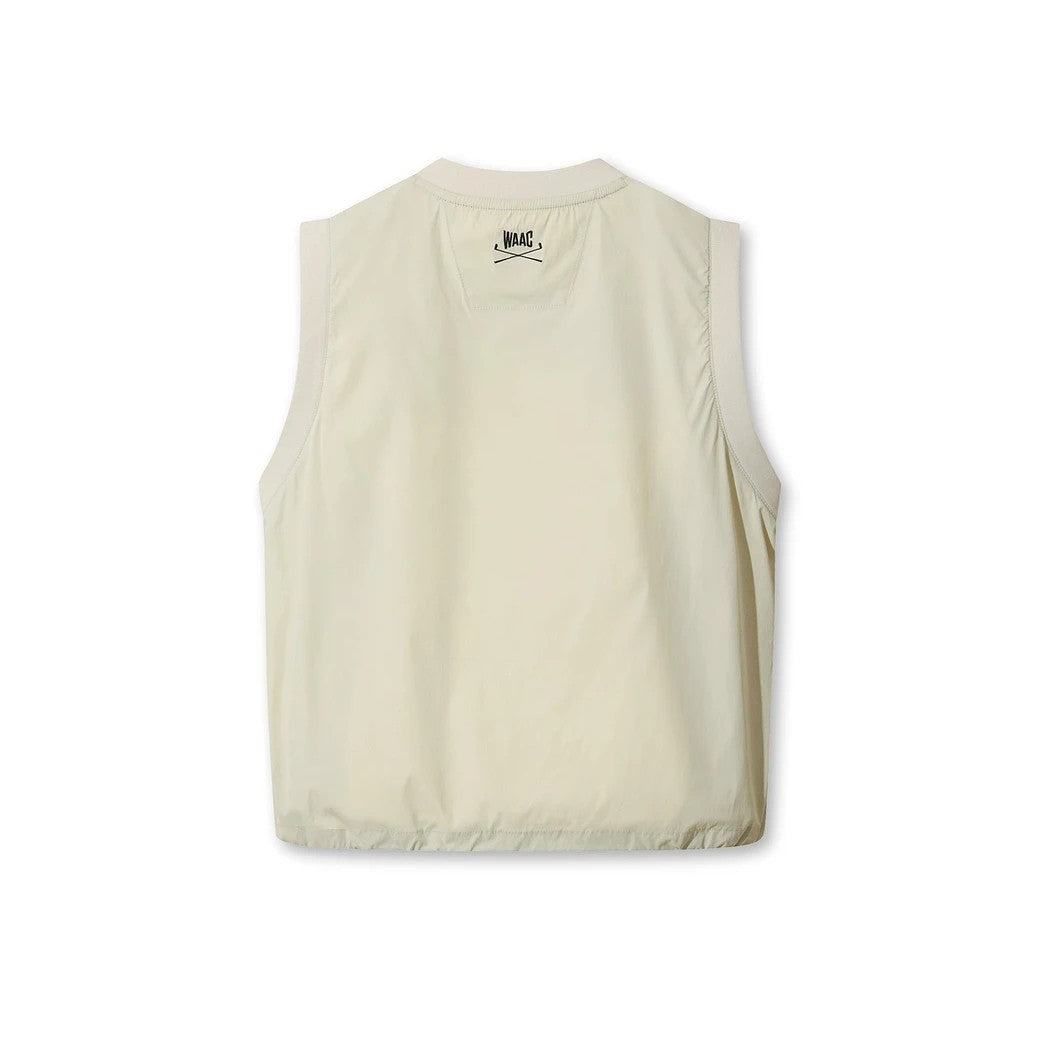 WOMEN Vネックウーブンベスト サンドベージュ