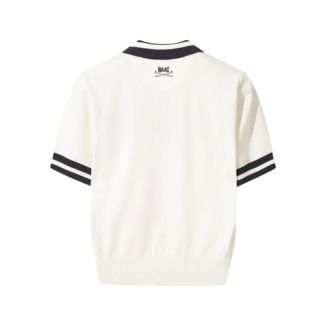 WOMEN ニットポロシャツ アイボリー