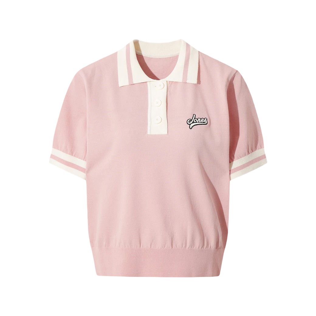 WOMEN ニットポロシャツ ピンク
