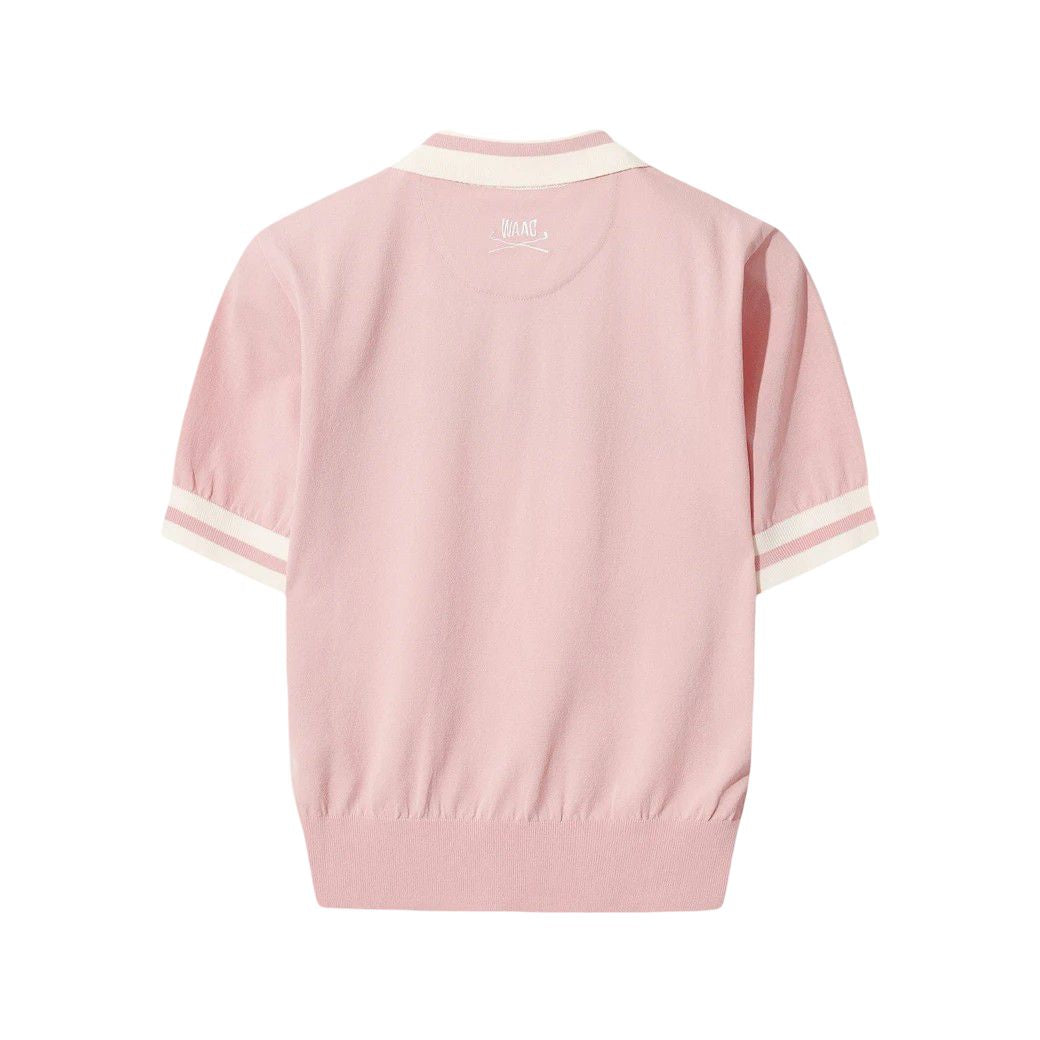 WOMEN ニットポロシャツ ピンク