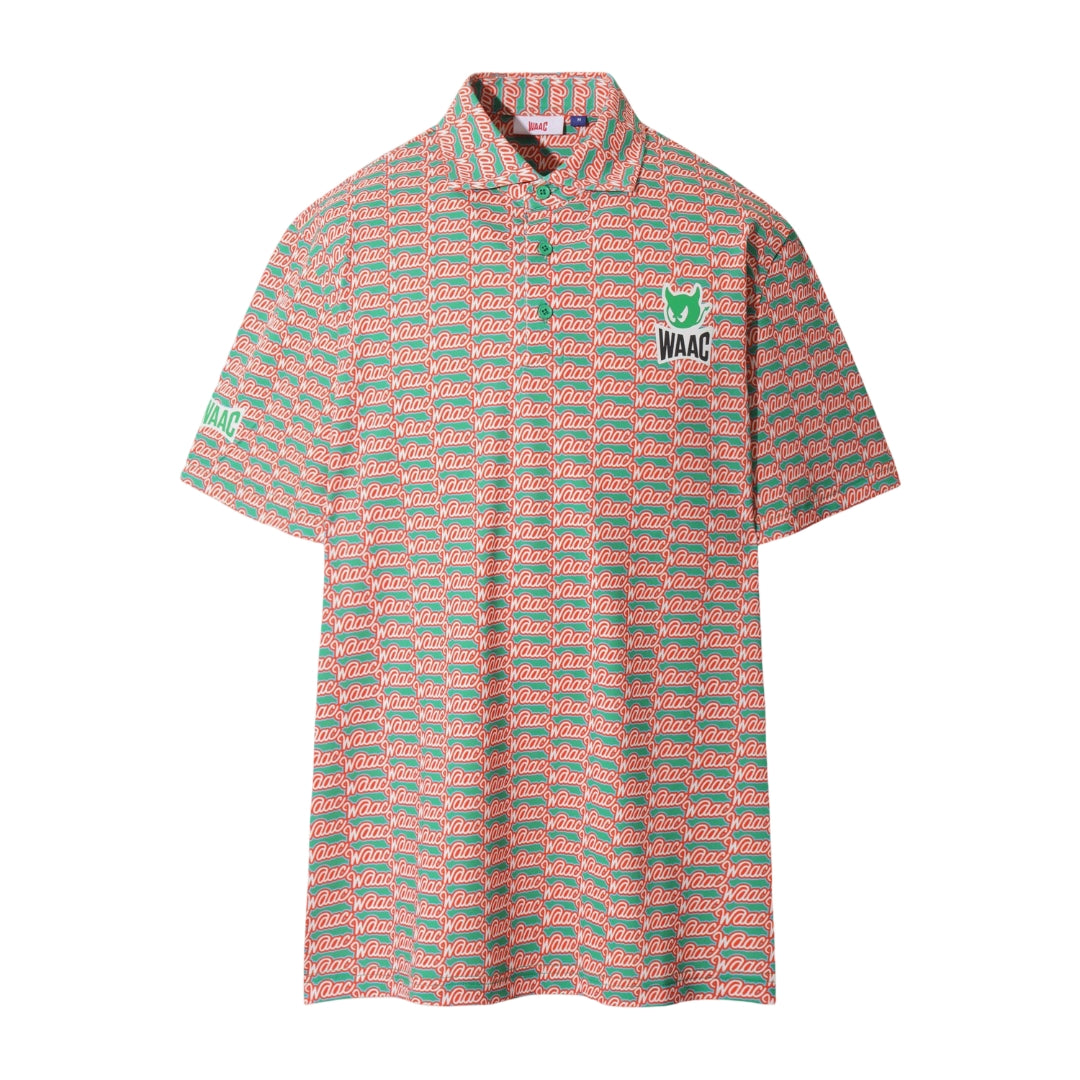 MEN 4WAYストレッチ レトロロゴポロシャツ グリーン
