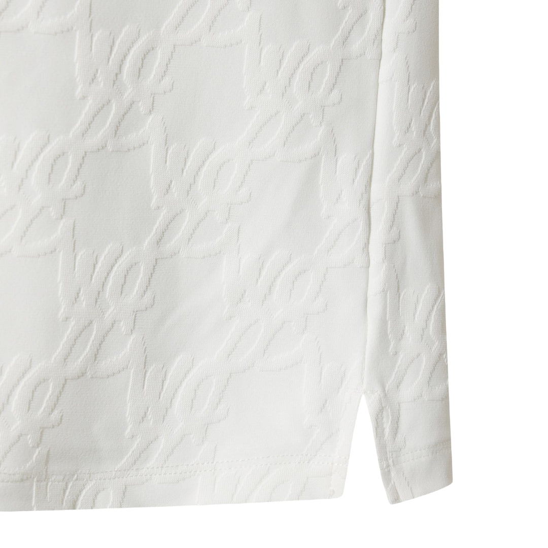 WOMEN セミオーバー ロゴジャガードポロ ホワイト