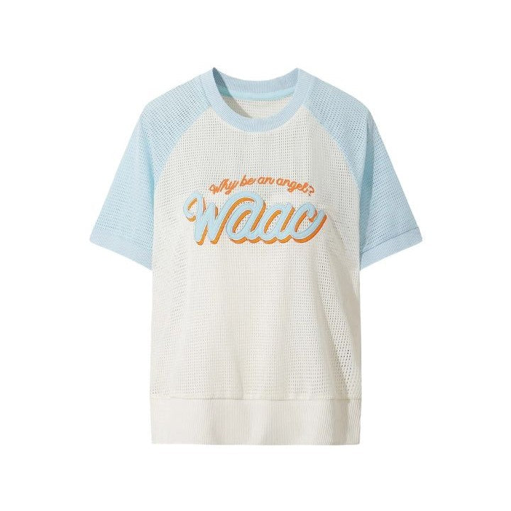 WOMEN メッシュラグランスリーブTシャツ アイボリー