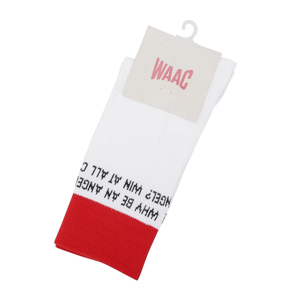 WOMEN スローガンソックス レッド