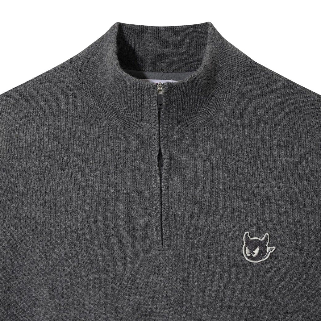 MEN PURE WOOL シグネチャーハーフジップセーター グレー