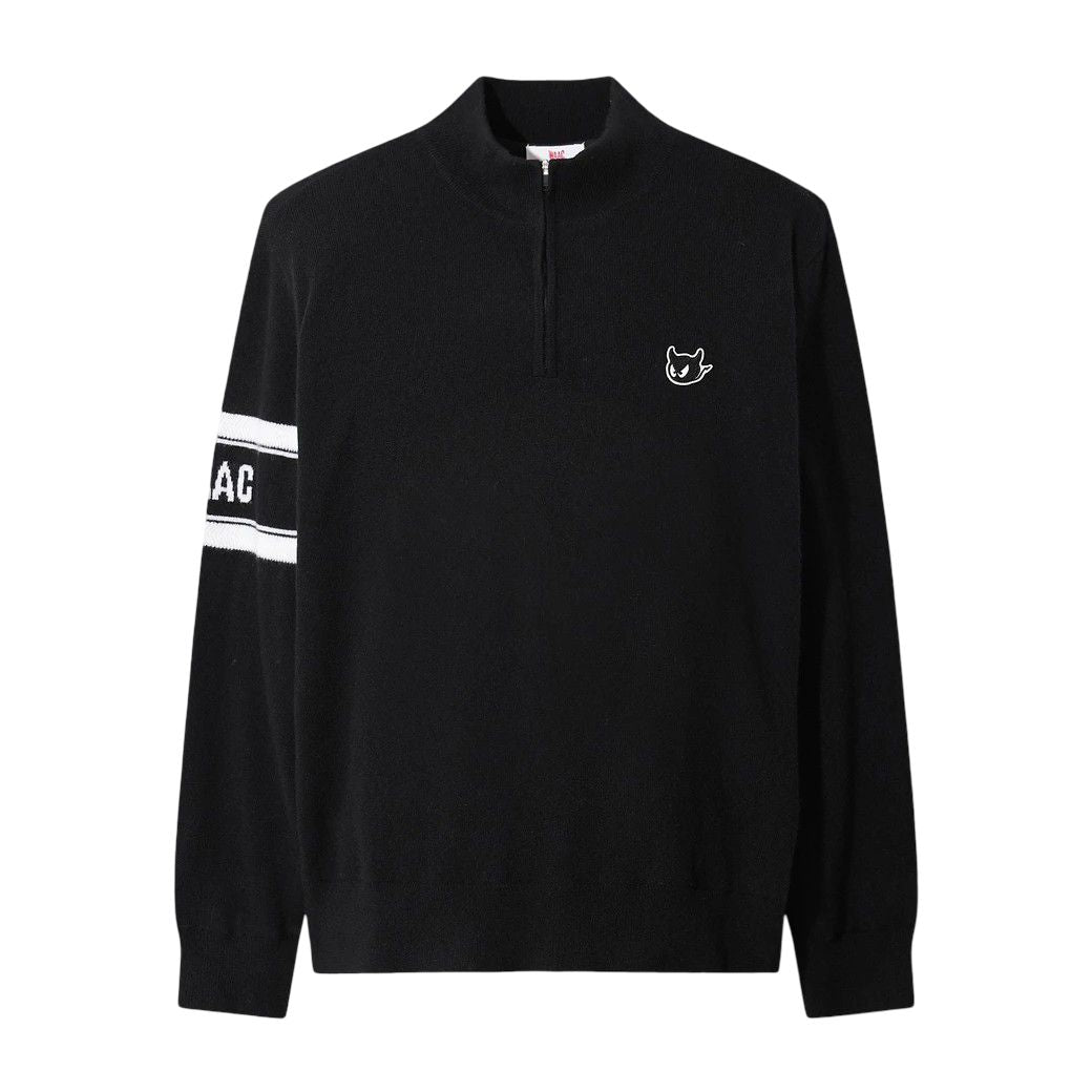 MEN PURE WOOL シグネチャーハーフジップセーター ブラック
