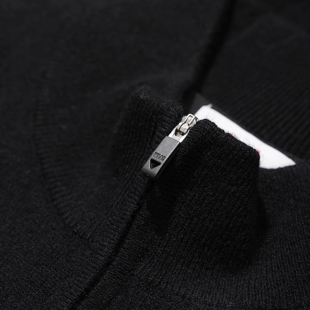 MEN PURE WOOL シグネチャーハーフジップセーター ブラック