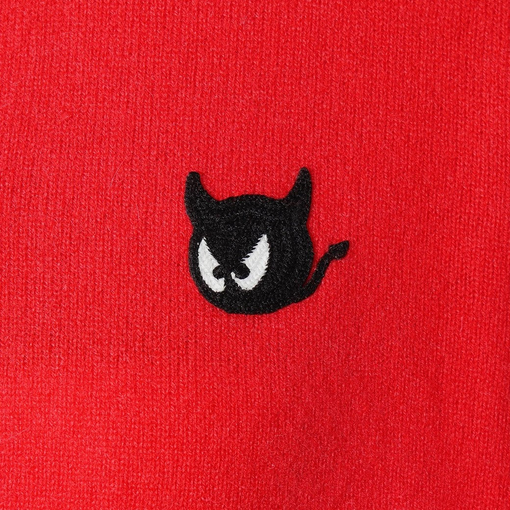 WOMEN WTO カシミヤ100 ホールガーメントカーディガン レッド
