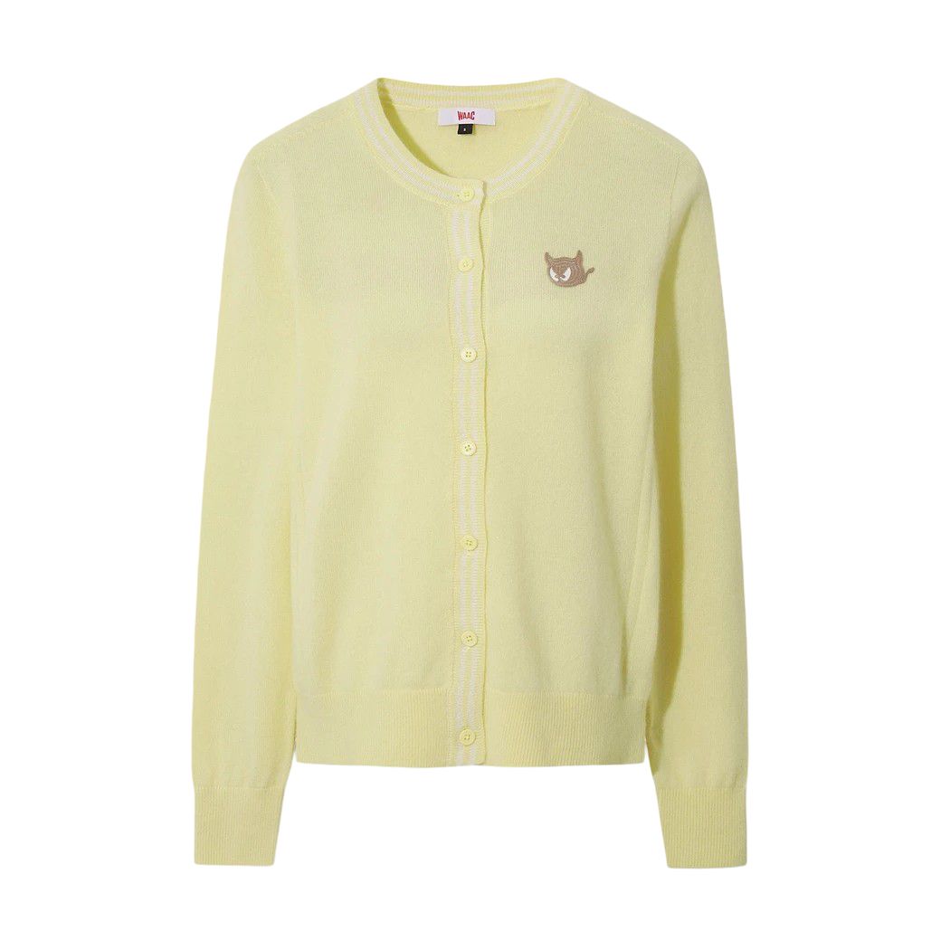 WOMEN WTO カシミヤ100 ホールガーメントカーディガン イエロー