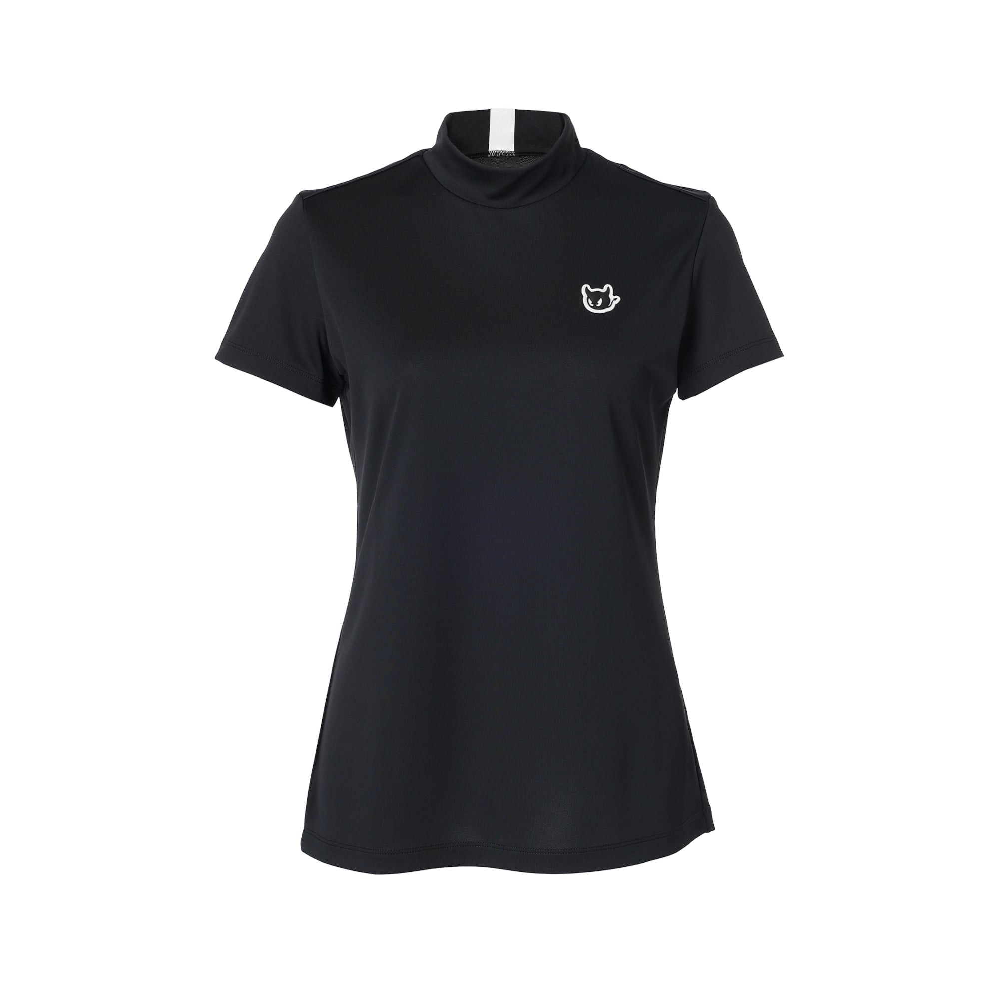 WOMENS バックハニカム 半袖モックネック ブラック/072244060