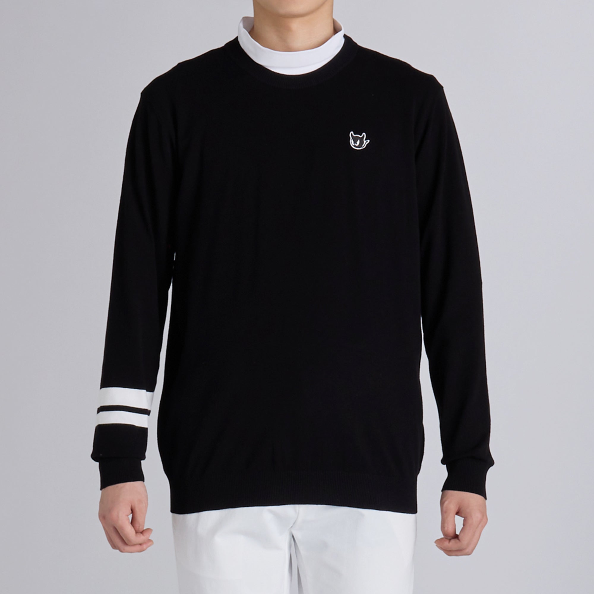 MENS ソフトタッチベーシックニット 長袖プルオーバー ホワイト/072242711