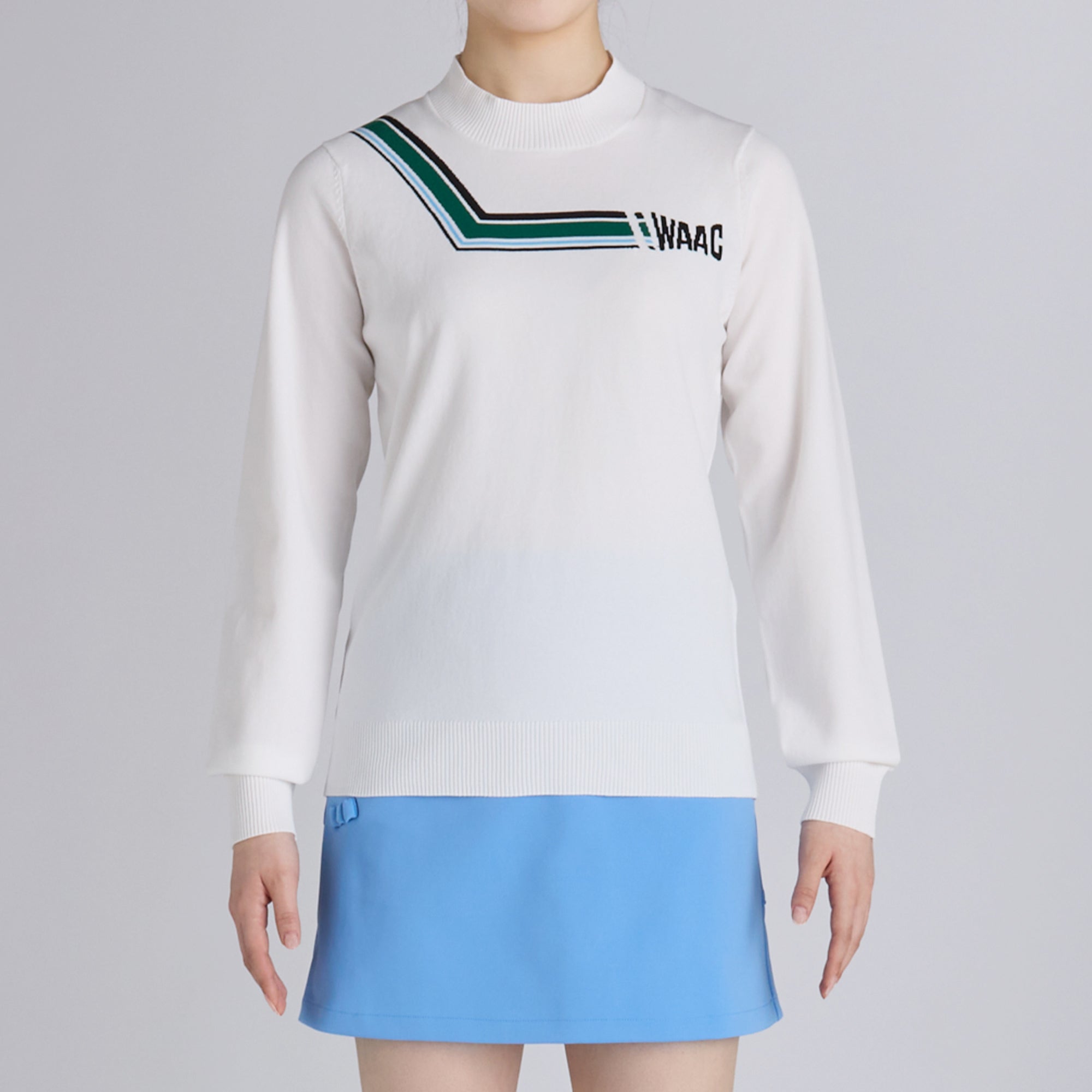 WOMENS 変形ボーダーニット 長袖プルオーバー ホワイト/072242760