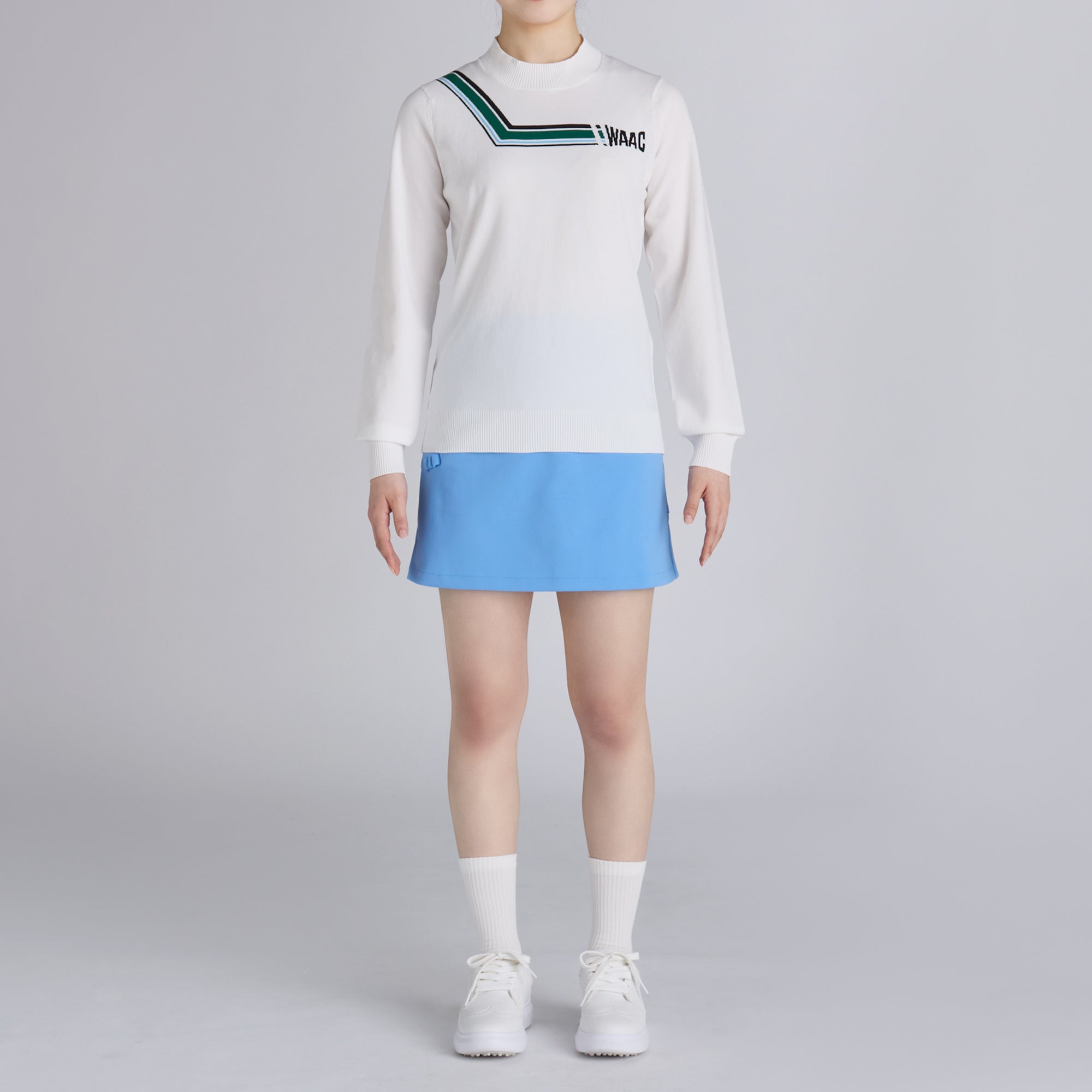 WOMENS 変形ボーダーニット 長袖プルオーバー ホワイト/072242760