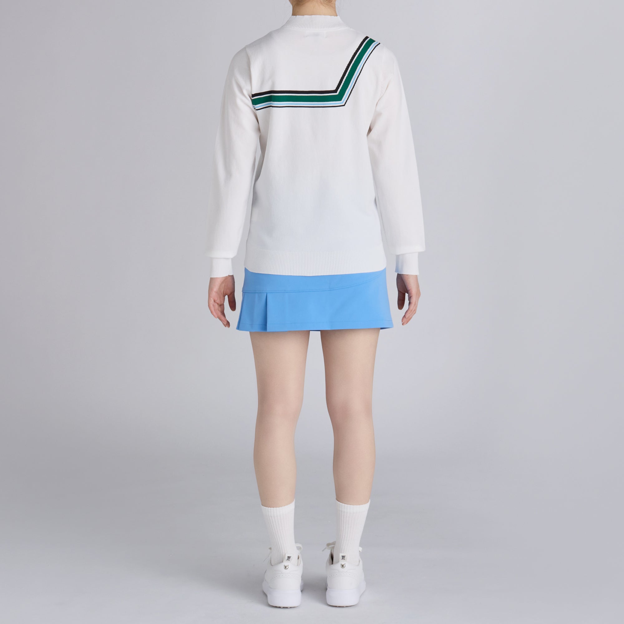 WOMENS 変形ボーダーニット 長袖プルオーバー ホワイト/072242760