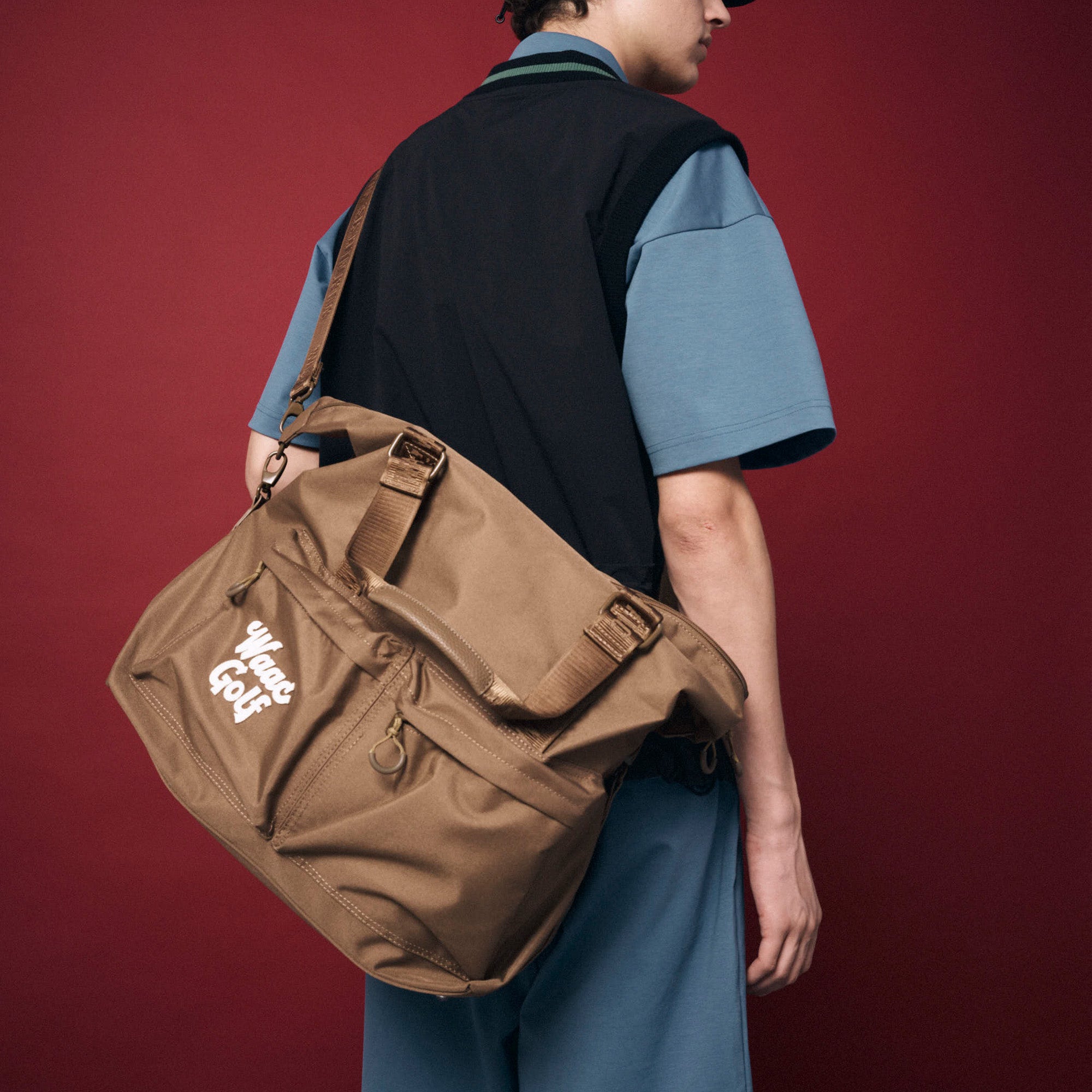 UNISEX CITY LINE ボストンバッグ ベージュ