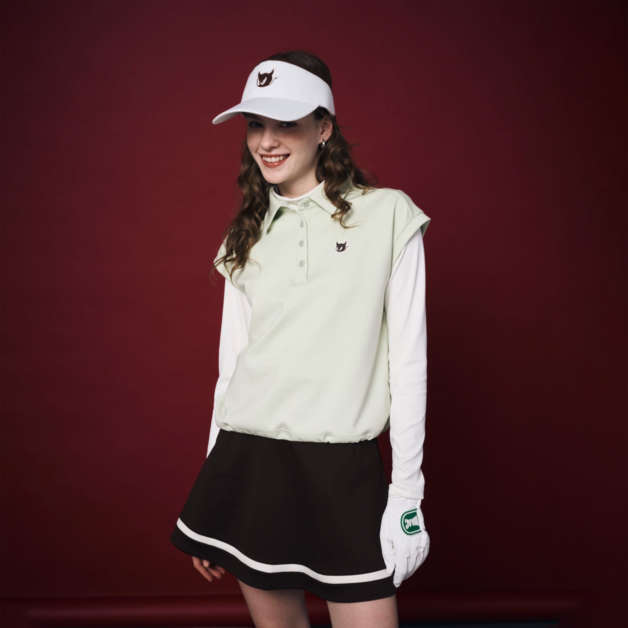 WOMEN スムースジャージースリーブレスポロ アイボリー