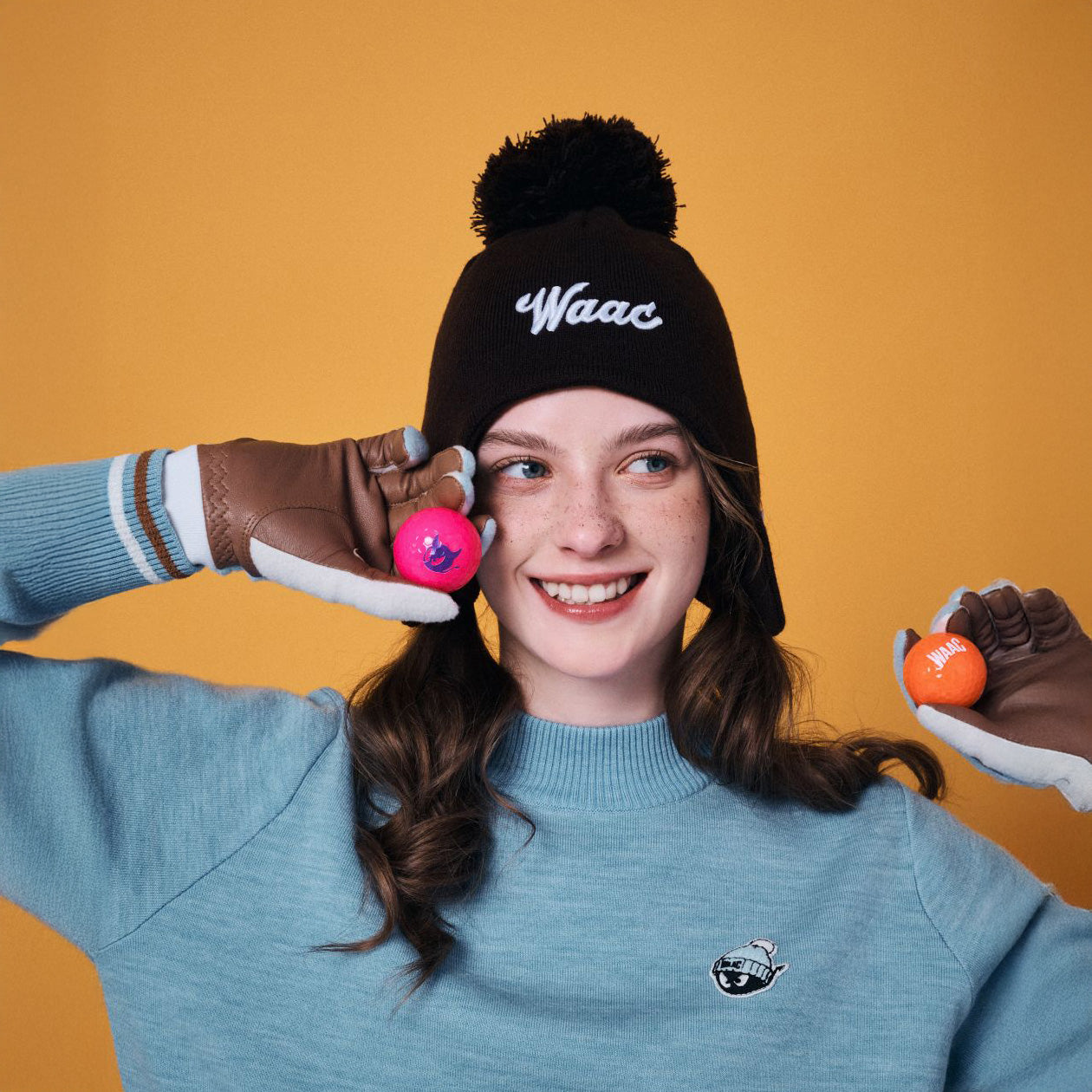 UNISEX イヤーフラップニットキャップ ブラウン