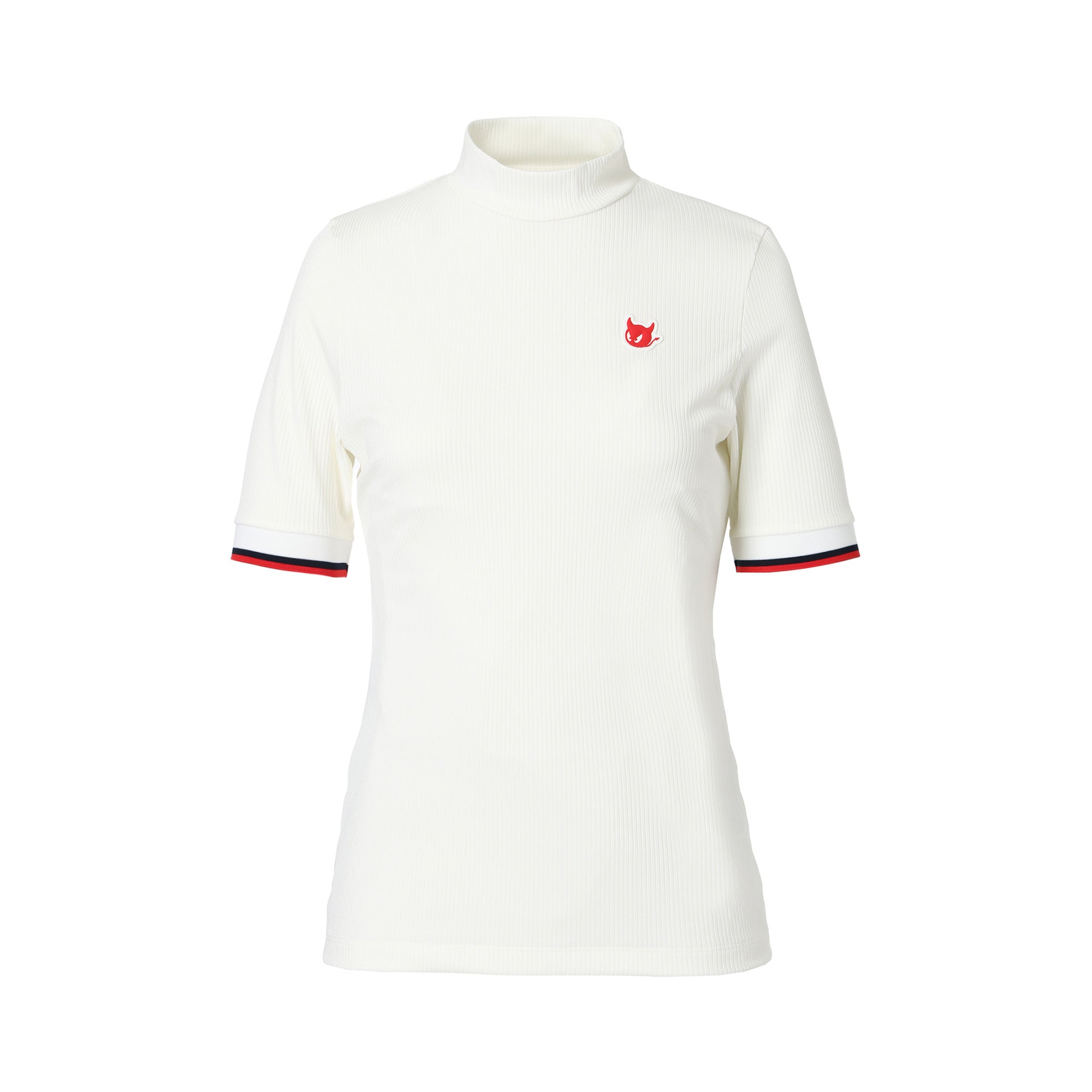 WOMEN リブモックネック ホワイト