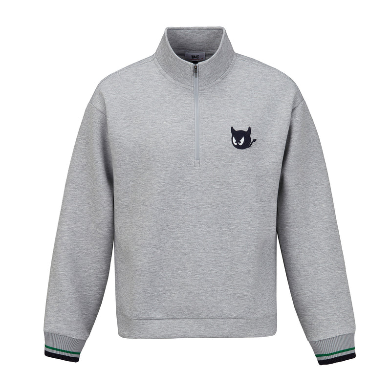 MEN ダンボールニットスポーティーハーフジップ グレー