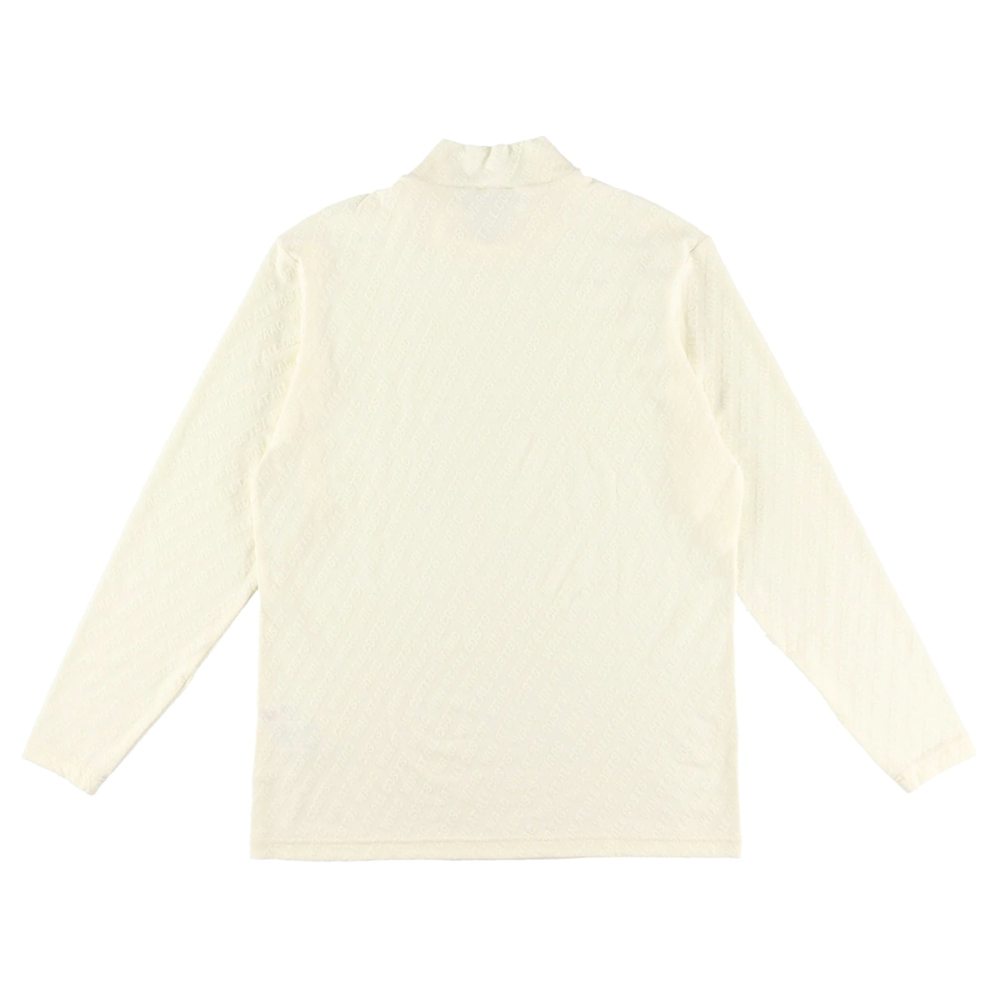 MENS ロゴエンボス起毛JQD 長袖モックネック オフホワイト/072234030