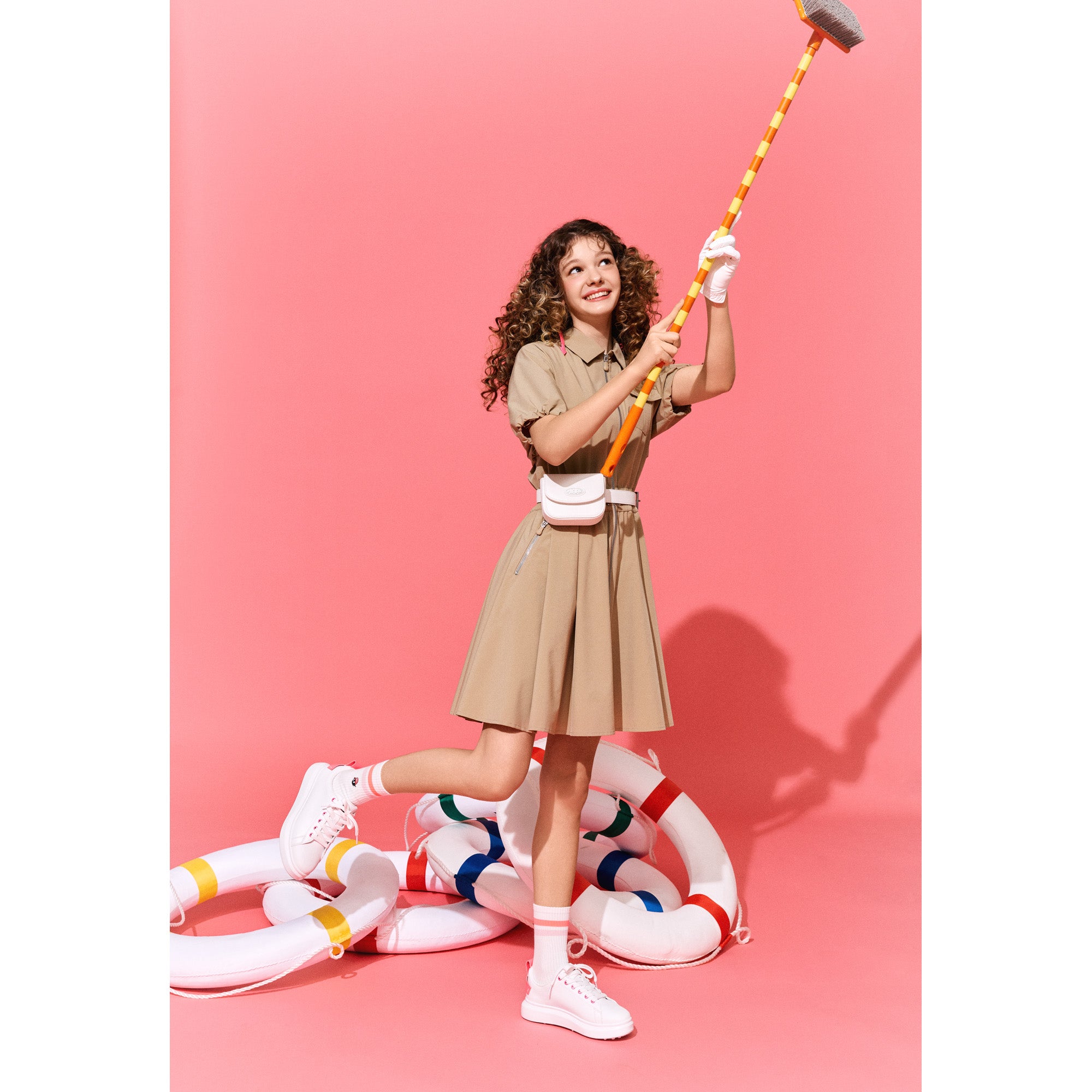 WOMEN ジップアップワンピース ベージュ