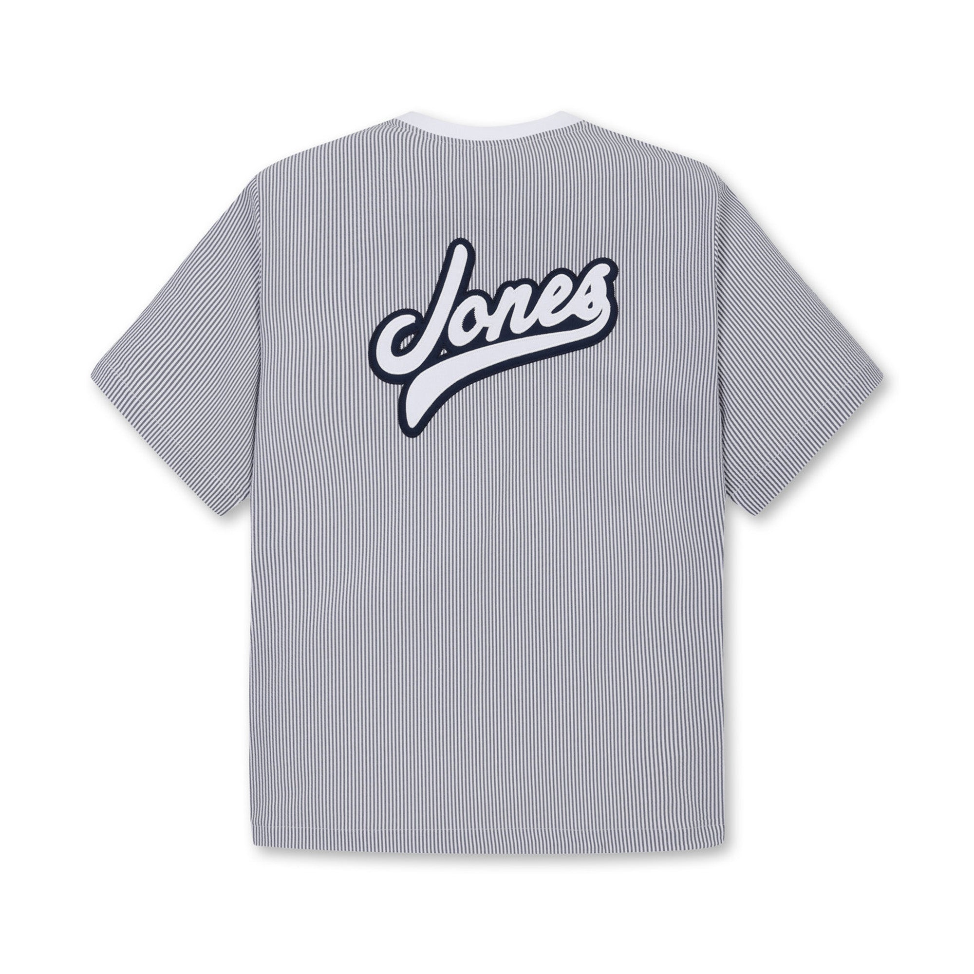 【WAAC X JONES】MEN シアサッカーショートスリーブプルオーバー ネイビー
